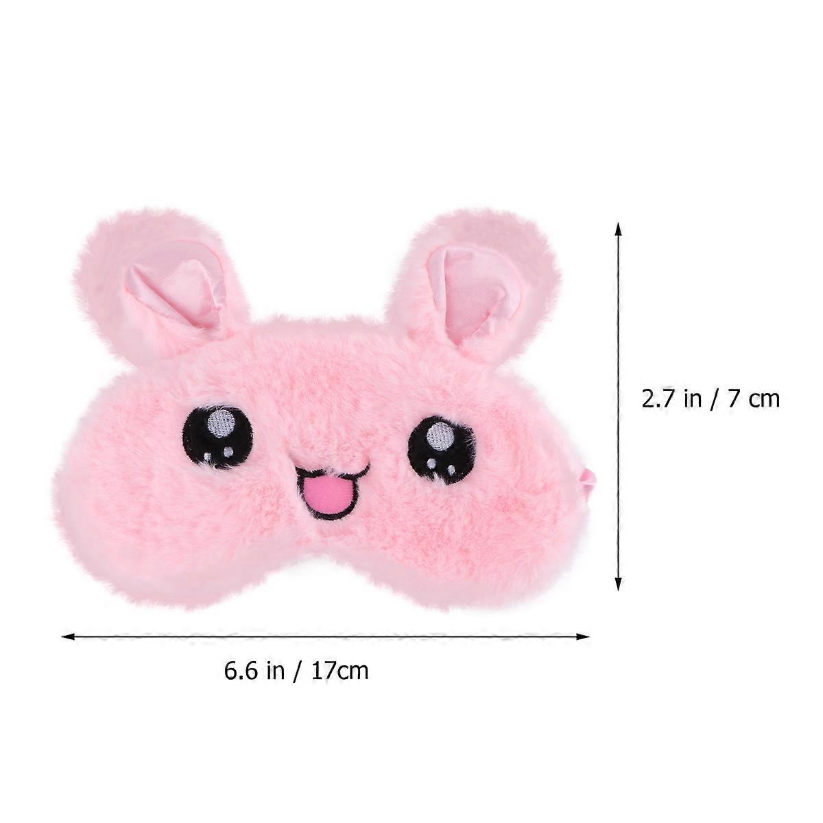 Comfortable Sleep Mask Pink Plush Deer Design Cartoon Rabbit Pattern Lightweight Sleep Eyeshade No Pressure on Eyes 1Pc