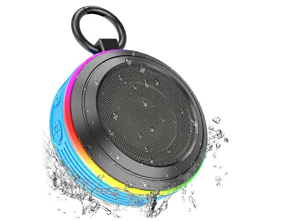 Bluetooth Shower Speaker with Light Show,Built-in Microphone and Shower Radio, Waterproof Bluetooth Speaker(Blue)