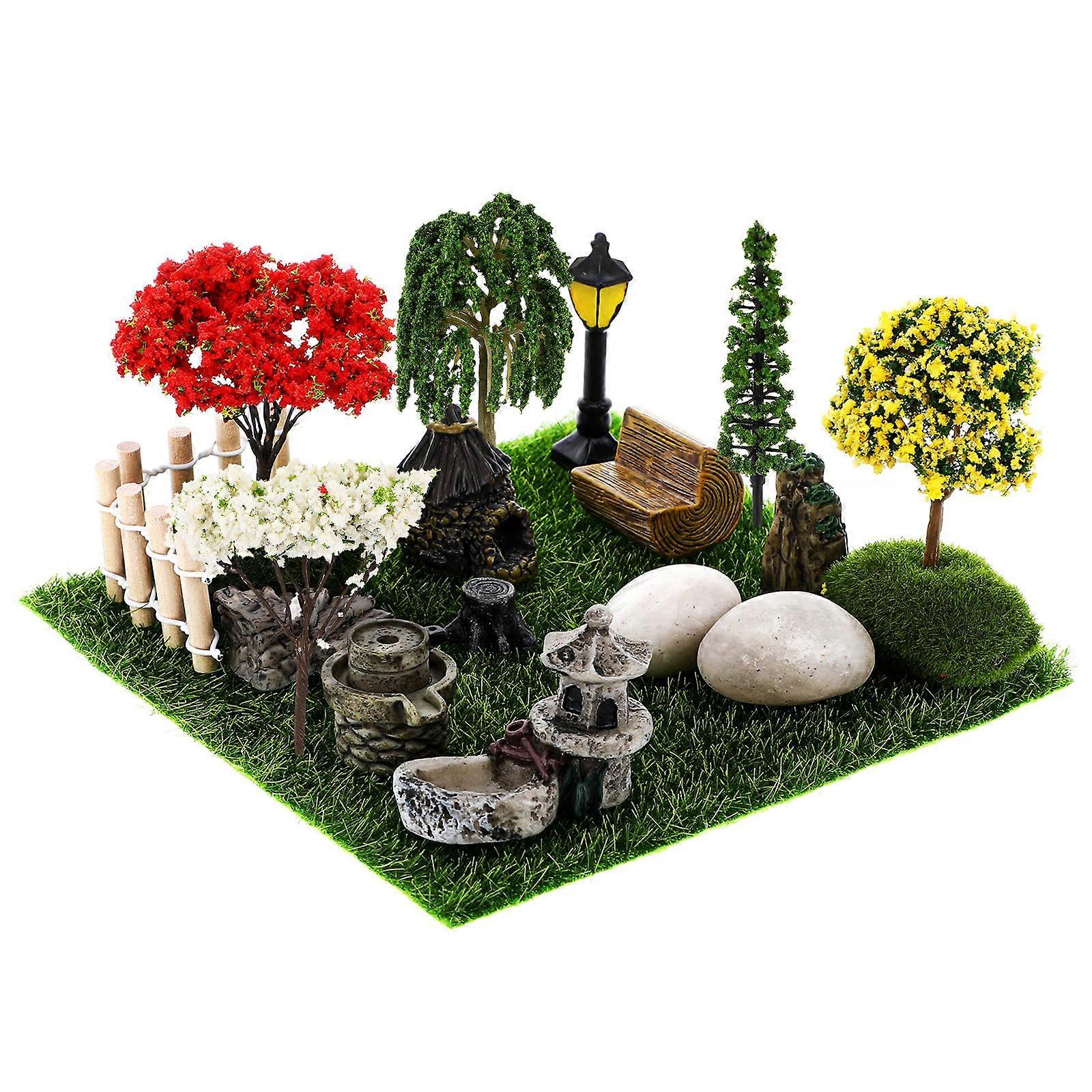 ミニチュアのものミニガーデンランドスケープデコレーション屋内デコレーションプラスチック素材1セット