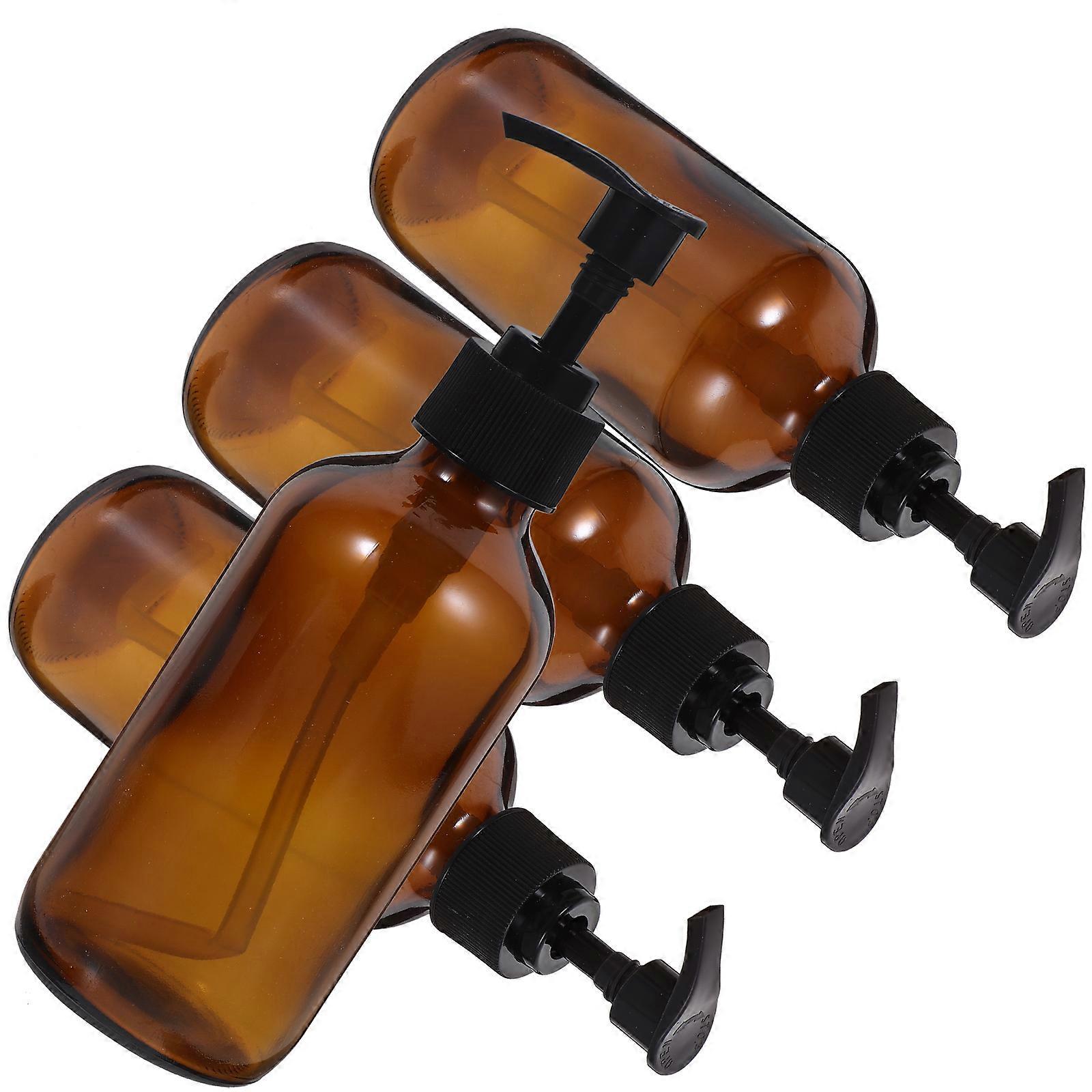 Empty Shampoo Container 4Pcs 250ml Glass Shampoo Bottle for Trip Light Brown Cylindrical Shape