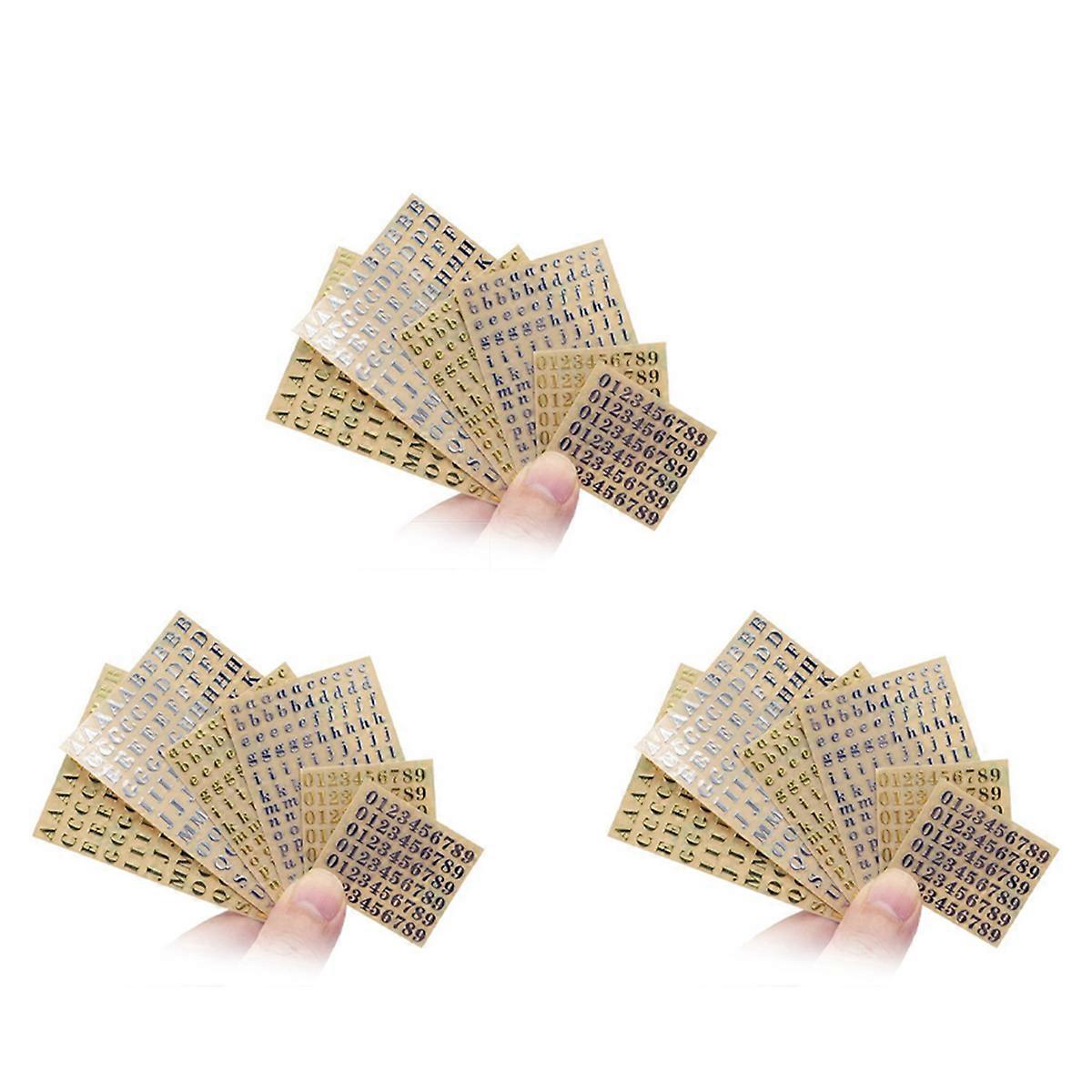 6 folhas pequenas de 0,18 polegadas adesivos do número de alfabeto glitter (4,5 mm)