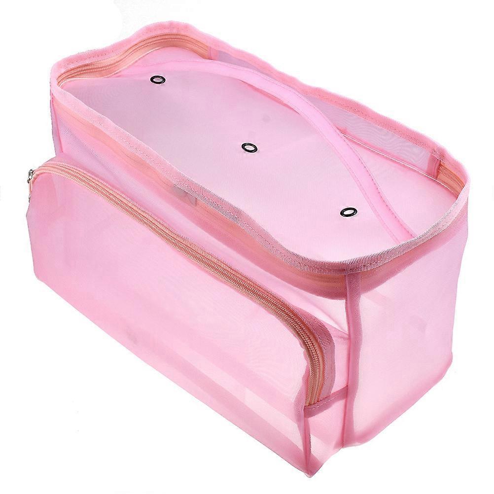 Mesh Bag Small Pink Container Net Bag Rectangular Shape For Shopping Travel Home Organization 1Set