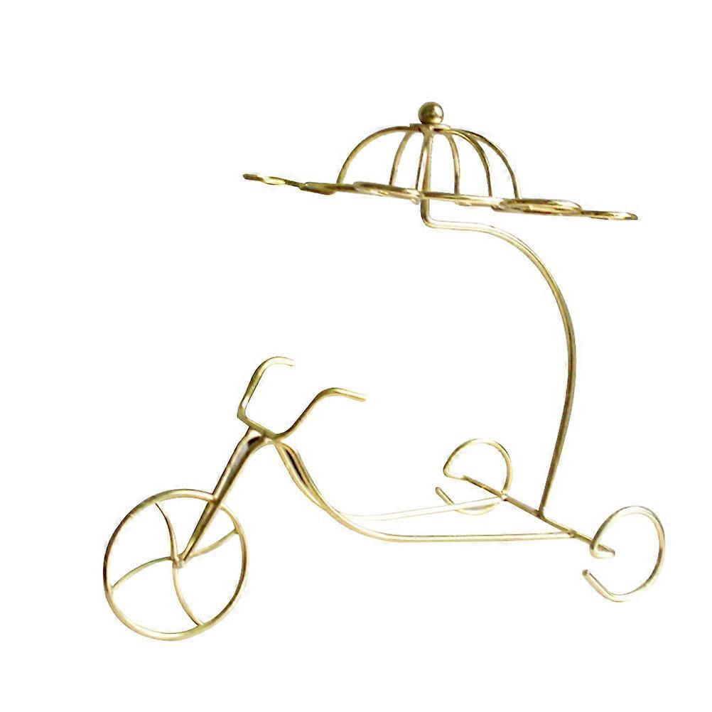 Cup Display Stand Metal Wine Glass Rack Tricycle Design For Home Use Golden 34.00X24.50X26.50CM Holding Wine 1Set