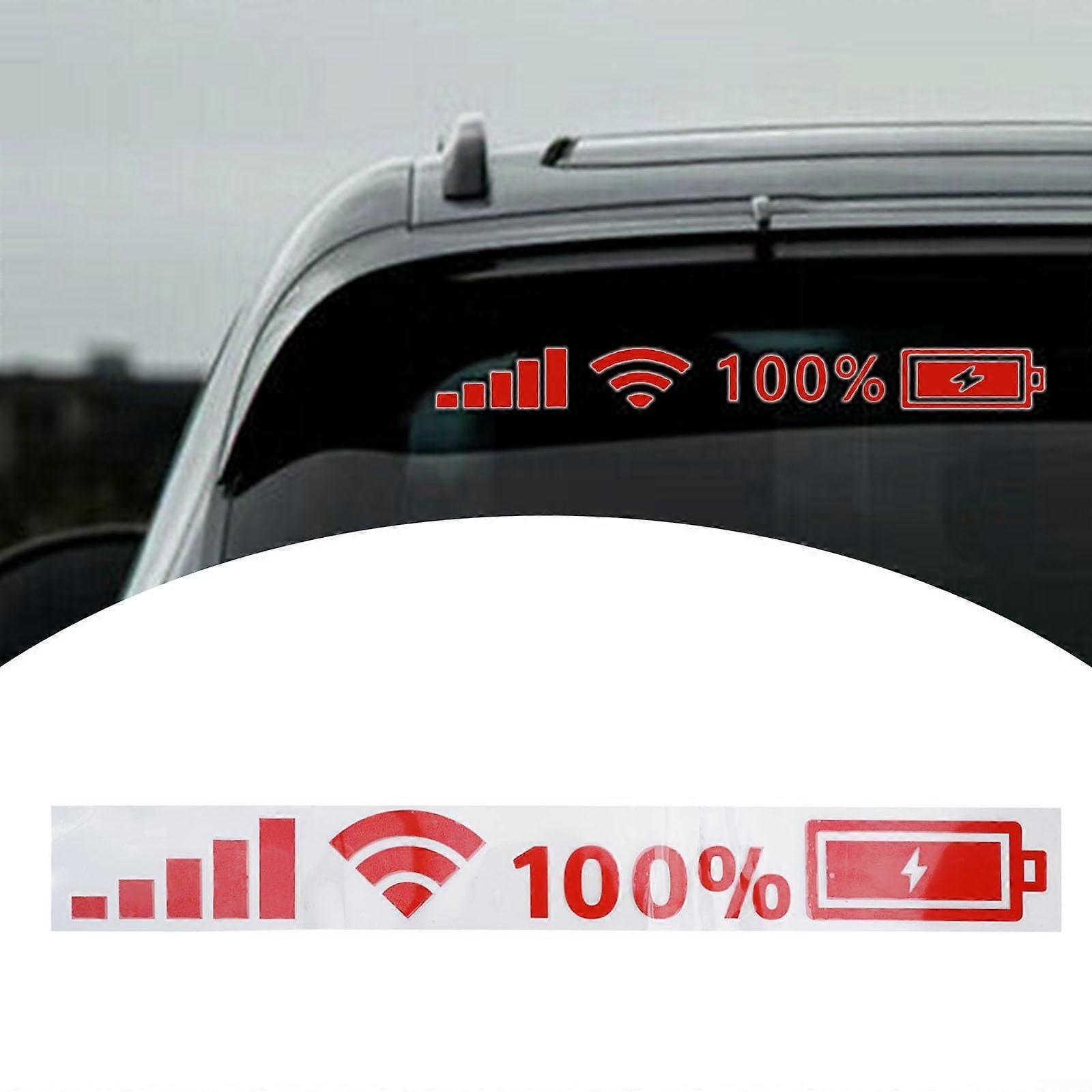 Reflective Vinyl Car Stickers With Battery Status Indicator For WiFi Signal Durable Material Red