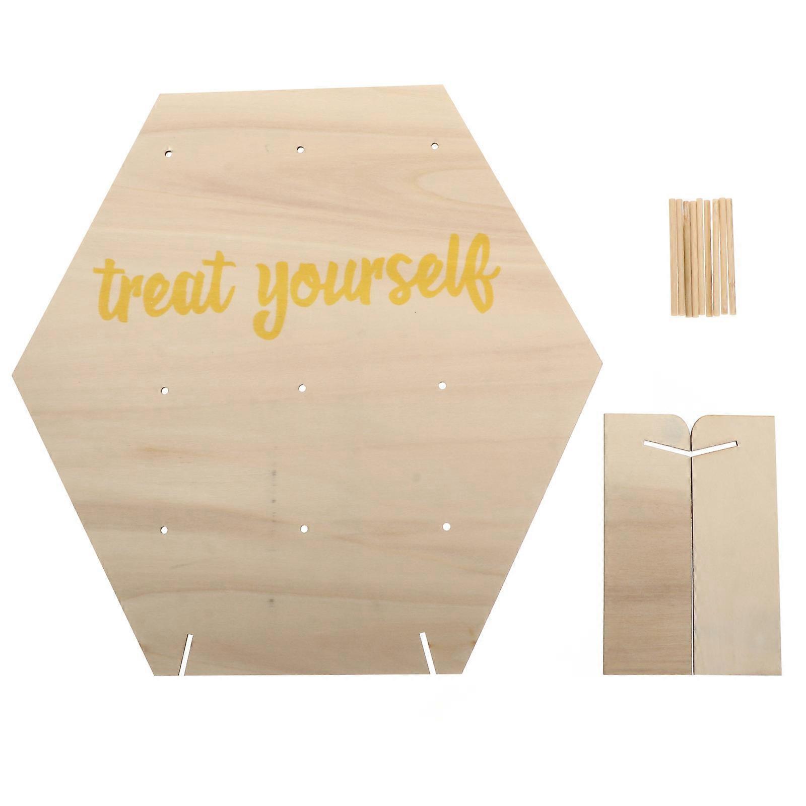 Donut Display Stand 2 Pack Wooden Stands For Diy Donuts Decorative Cake Display Hexagonal Shape