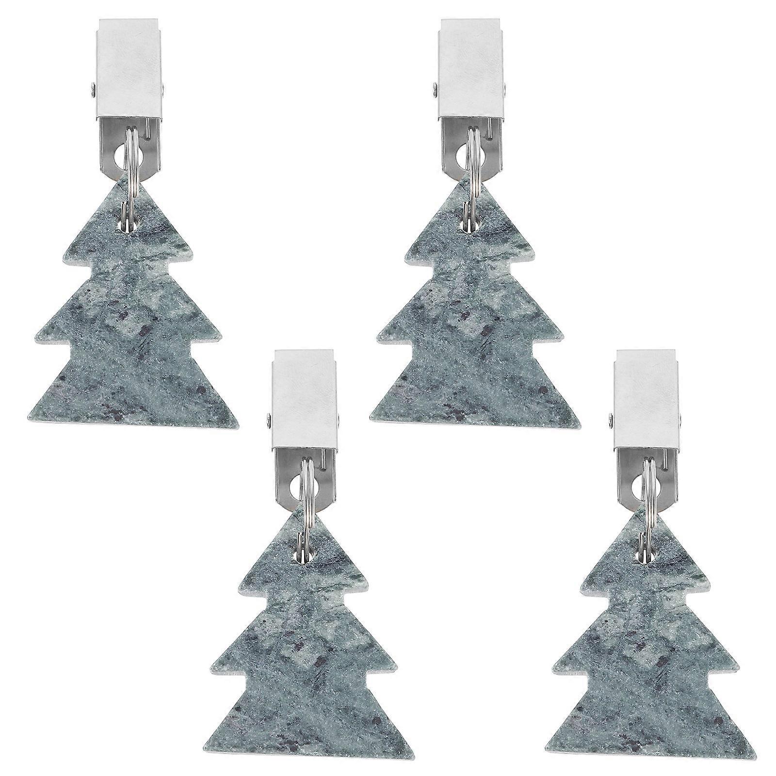 Picnic Table Clamps For Tablecloth Christmas Tree Shape Stone Material 4Pcs