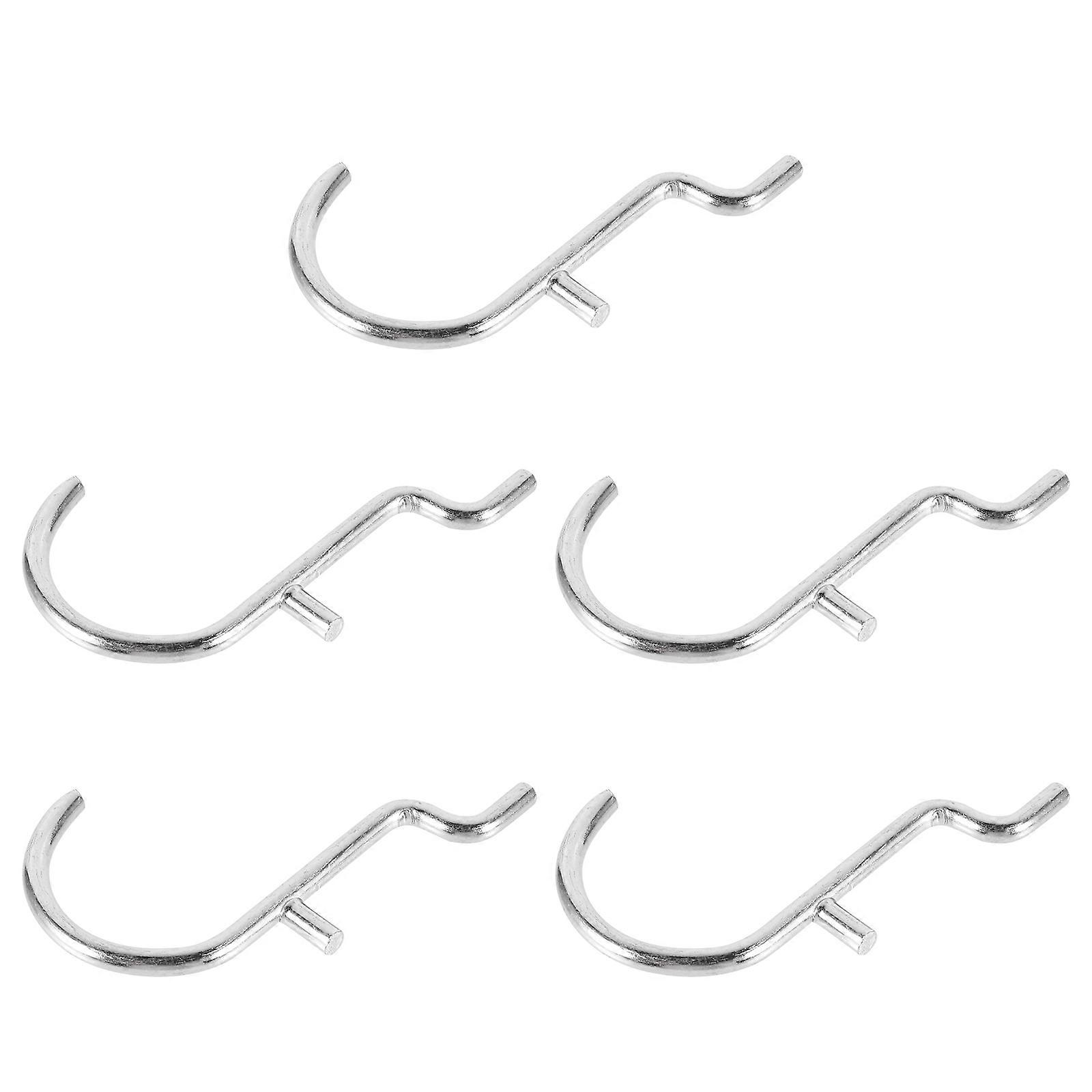 Stainless Steel Wall Hooks for Hanging Use Silver 5 Pieces Pegboard Hooks for Organized Storage