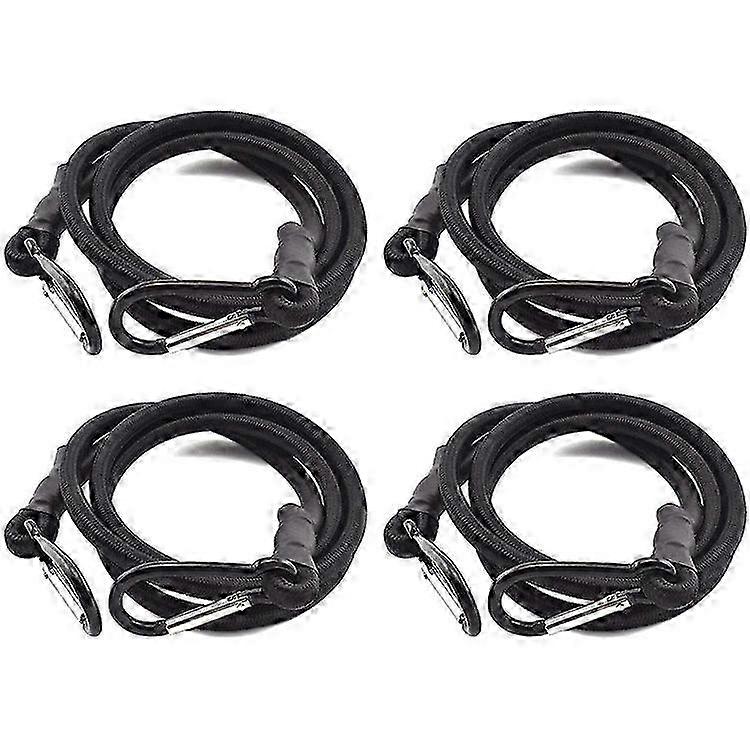 Black Bungee Cords with Hooks, Set of 4, Durable Bungee Cord for Luggage Racks, Suitable for Various Brands, 1m Length