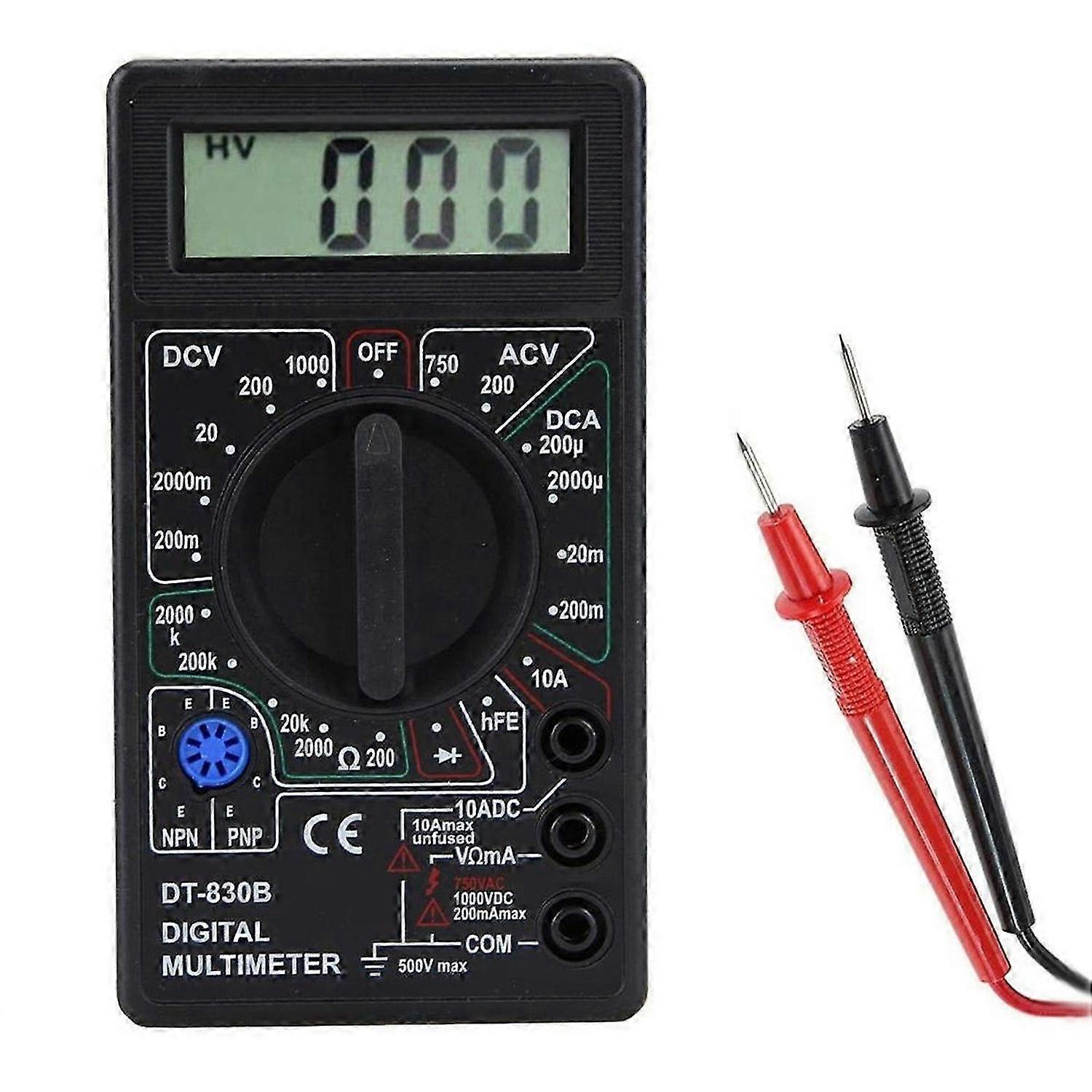 DT830B DC/AC LCD Digital Multimeter 750/1000V Voltmeter Ammeter Ohm Tester High Safety Handheld Mete