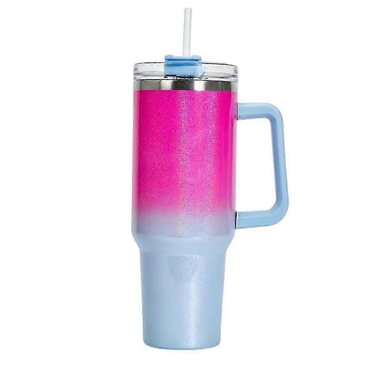 40 oz Insulated Travel Mug with Handle and Straw Lid, Reusable Stainless Steel, Keeps Drinks Cold for Water, Iced Tea or Coffee