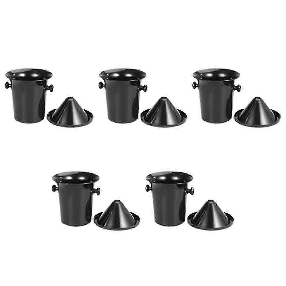 5X Black Plastic Wine Spittoon - Standard Size with Funnel for Champagne