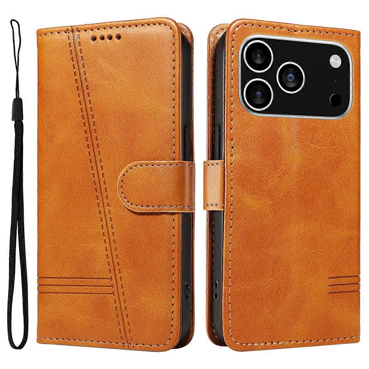 Compatible For iPhone 17 Pro Wallet Case T-Shape Lines Leather Phone Cover Stand