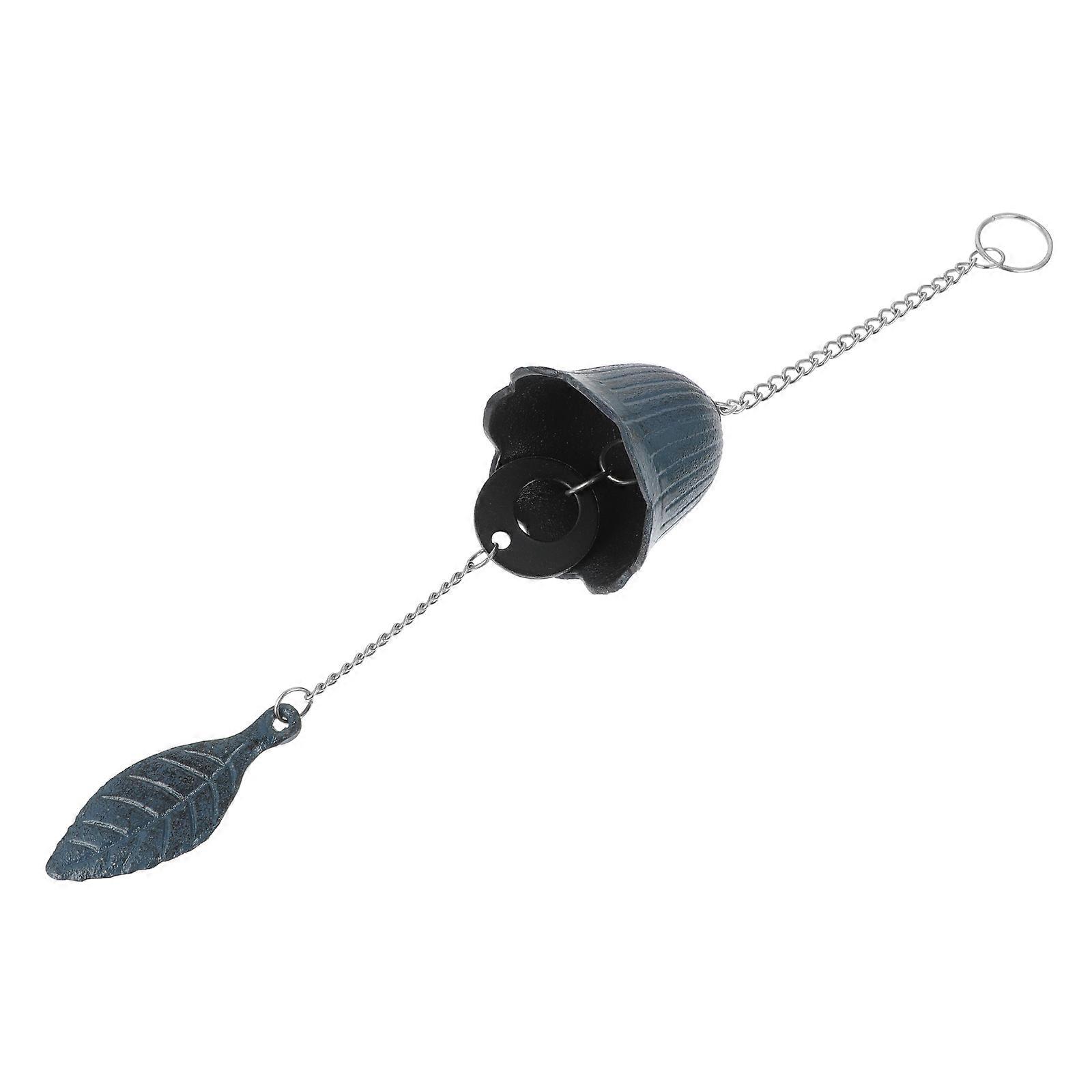 Iron Wind Bell Simple Retro Style Japanese Hanging Decoration for Garden Melodious Ringtones Blue 30x5.5x5.5cm 1Pcs