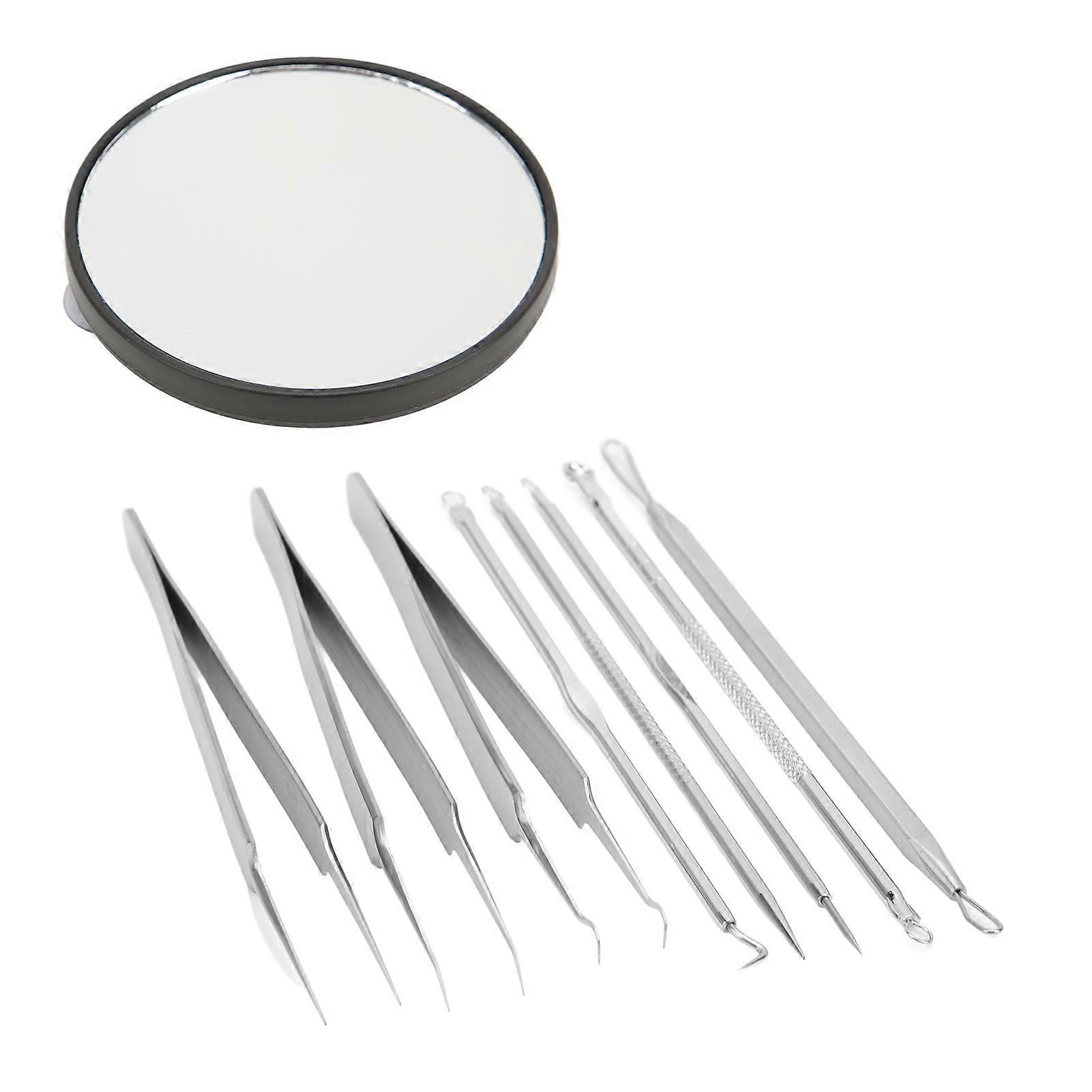 Pimples Needles Set Black 10X Magnification Mirror Pointed Tip Blackheads Remover Tools