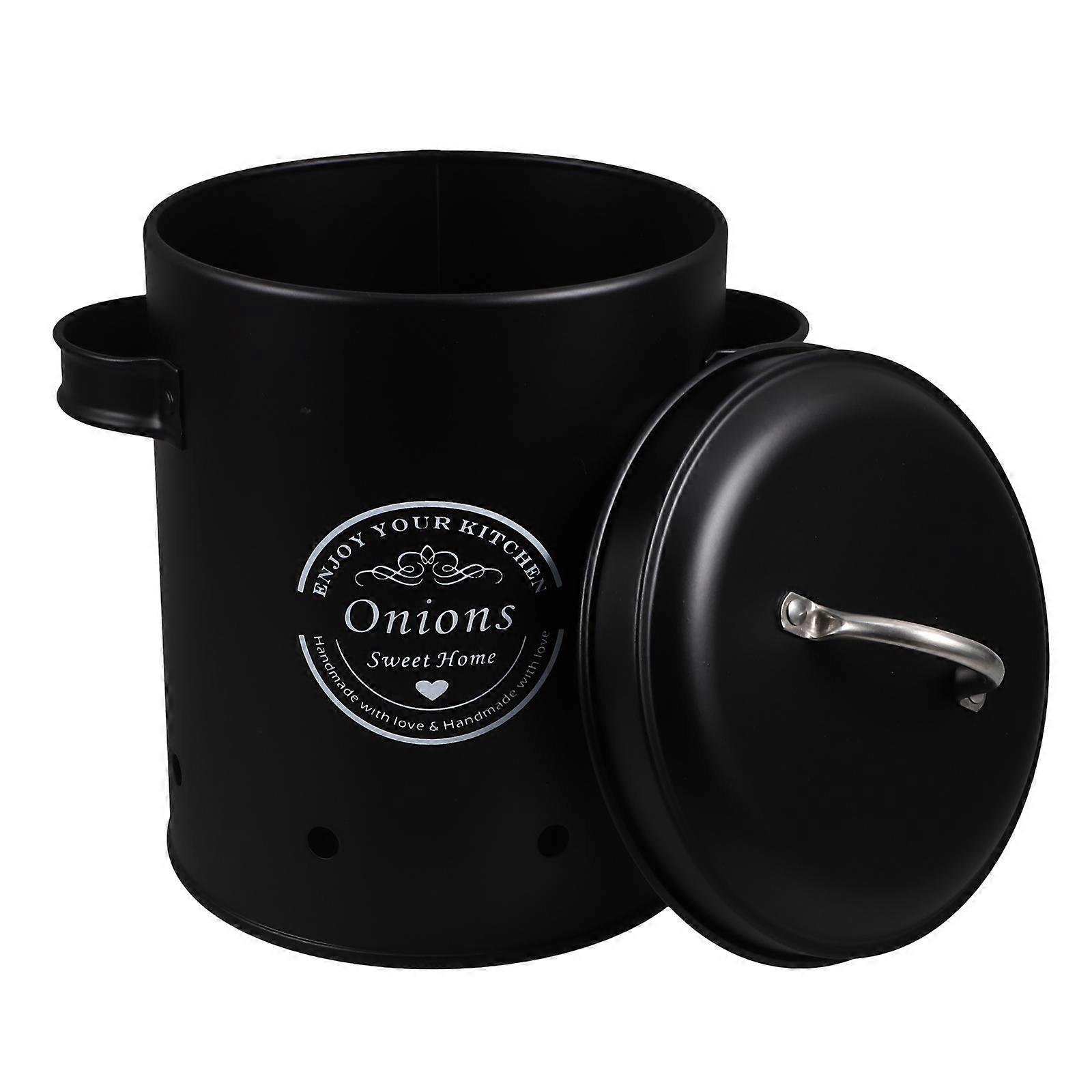 Onion Potato Storage Canister Preservation Container Household Users Cylindrical Flat Bottom 7.9×7.1×5.3in Space Saving 1Set