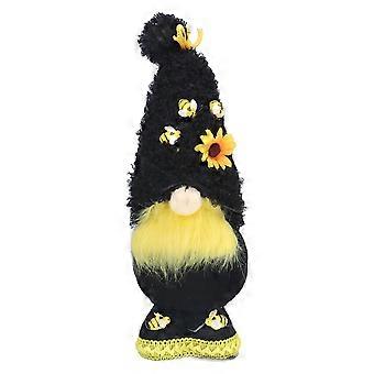 Ansigtsløs delikat sød maskot plys med gul solsikkeblomst nissedukke til påske bryllupsfødselsdag