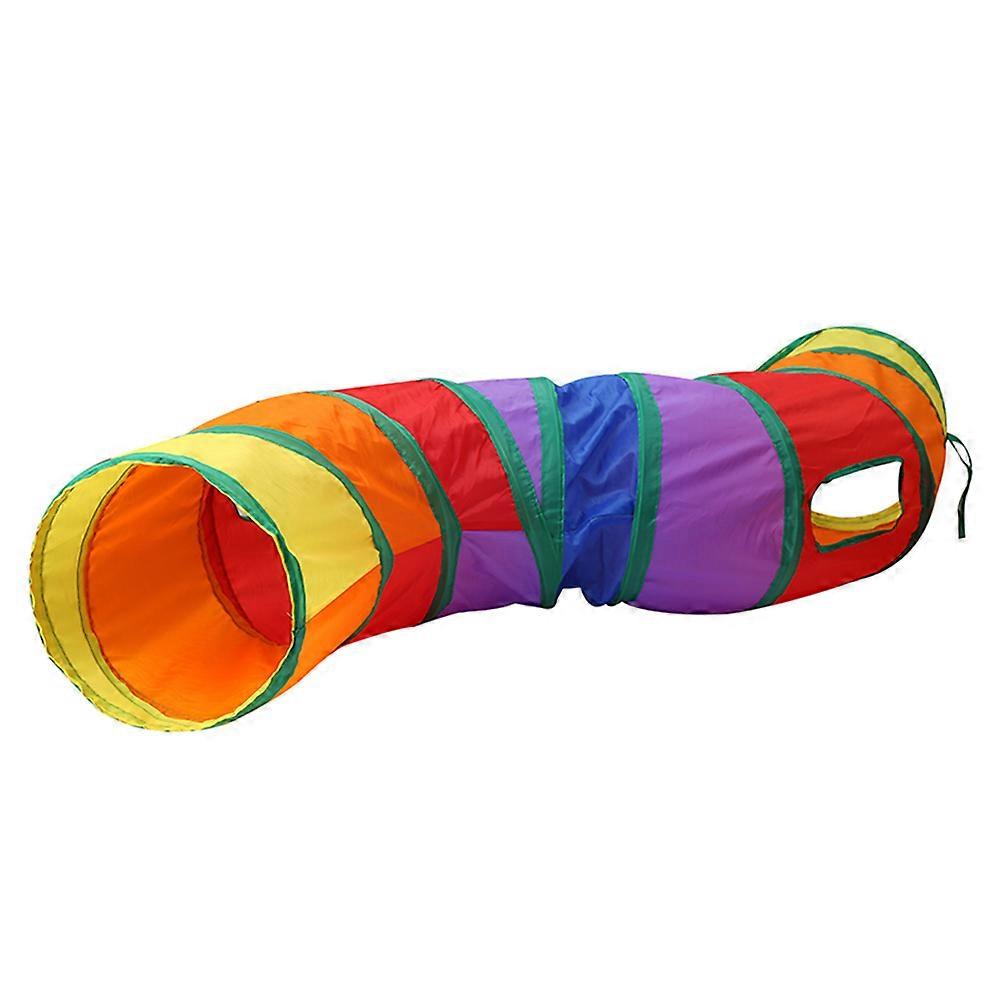 Rainbow Cat Tunnel Foldable Colorful Pet Tube Lightweight Space Saving Interactive Play Durable Educational Channel