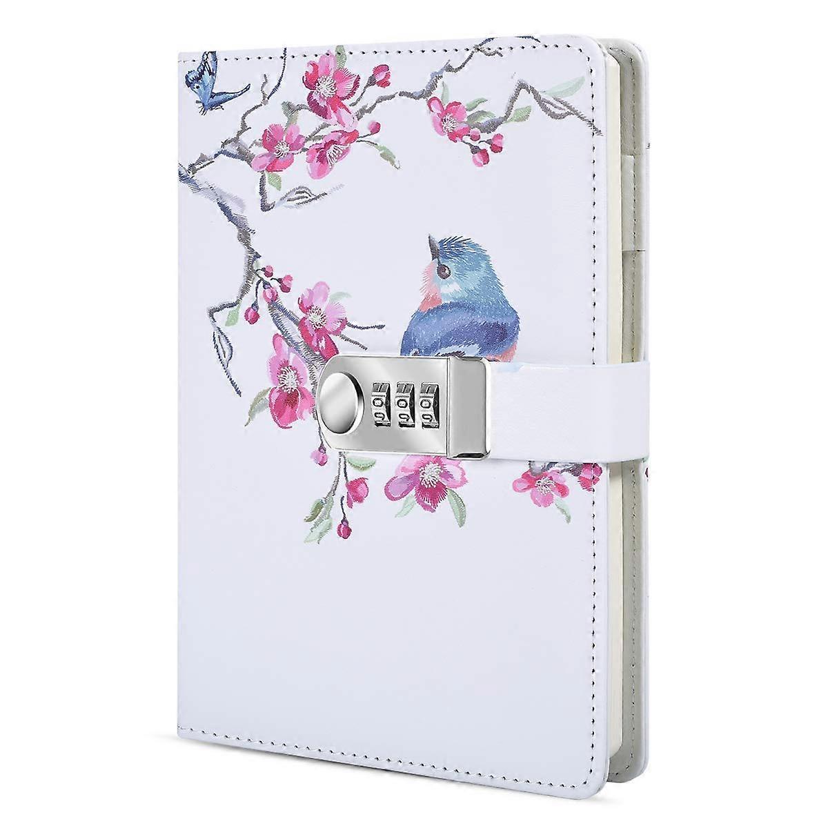 PU Leather Diary A5 Secret Diary with Lock 150x215mm Bird Design for Journaling and Note Taking