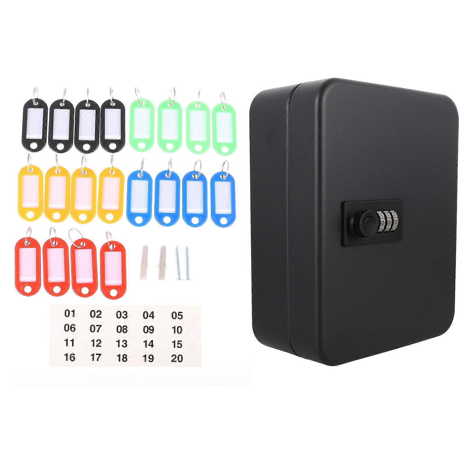 Wall-Mounted Key Cabinet Combination Key Box 20 Slots Home Use Iron Construction 1Set