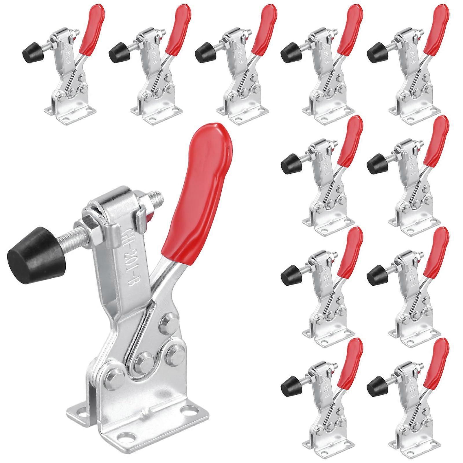 Toggle Clamp 12-Piece Set GH-201-B Vertical and Horizontal 100kg Adjustable for Carpentry and Metalworking