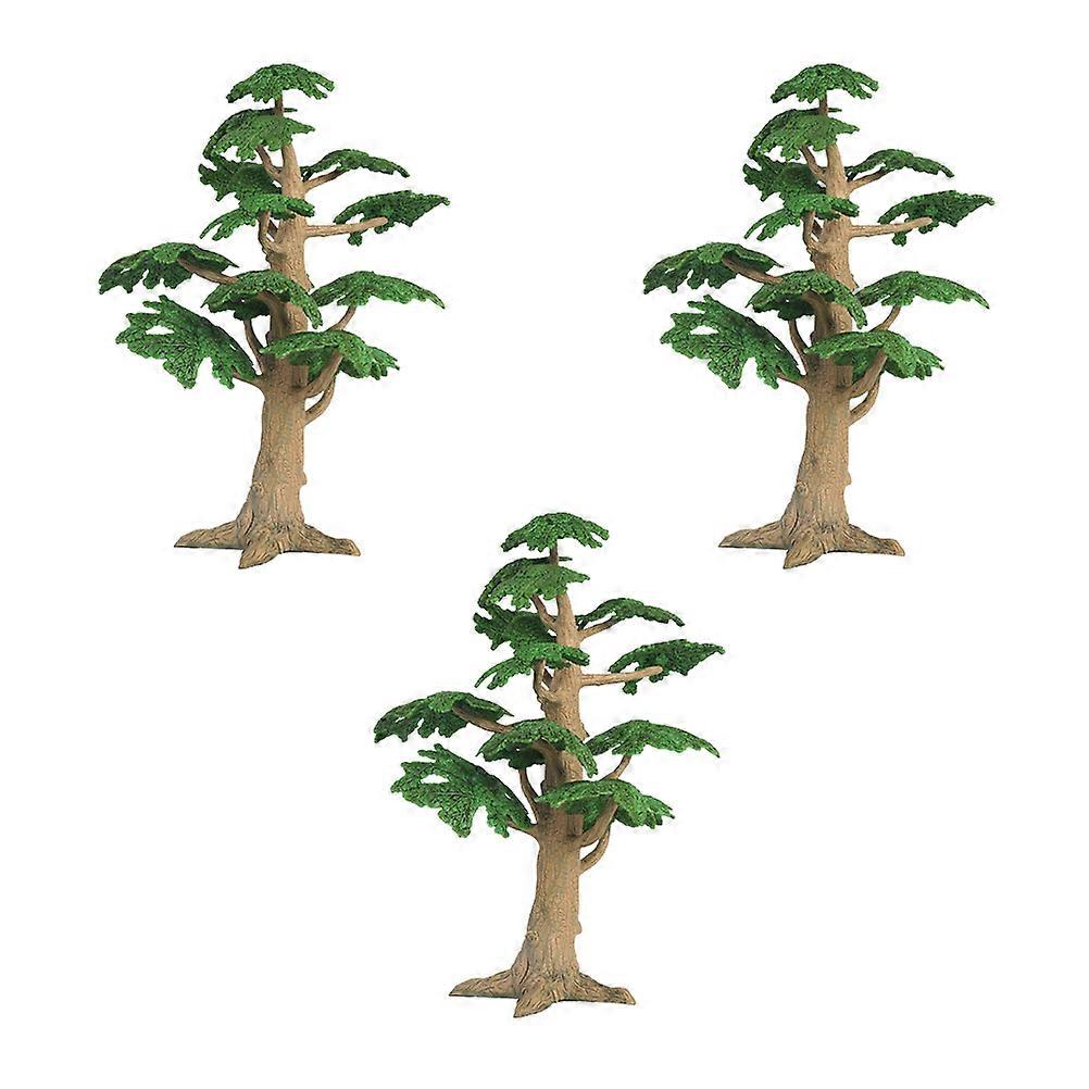 3pcs Simulation Trees Plastic Model Artificial Green Tree Micro Landscape Plant Ornament for Garden Home (Pine)