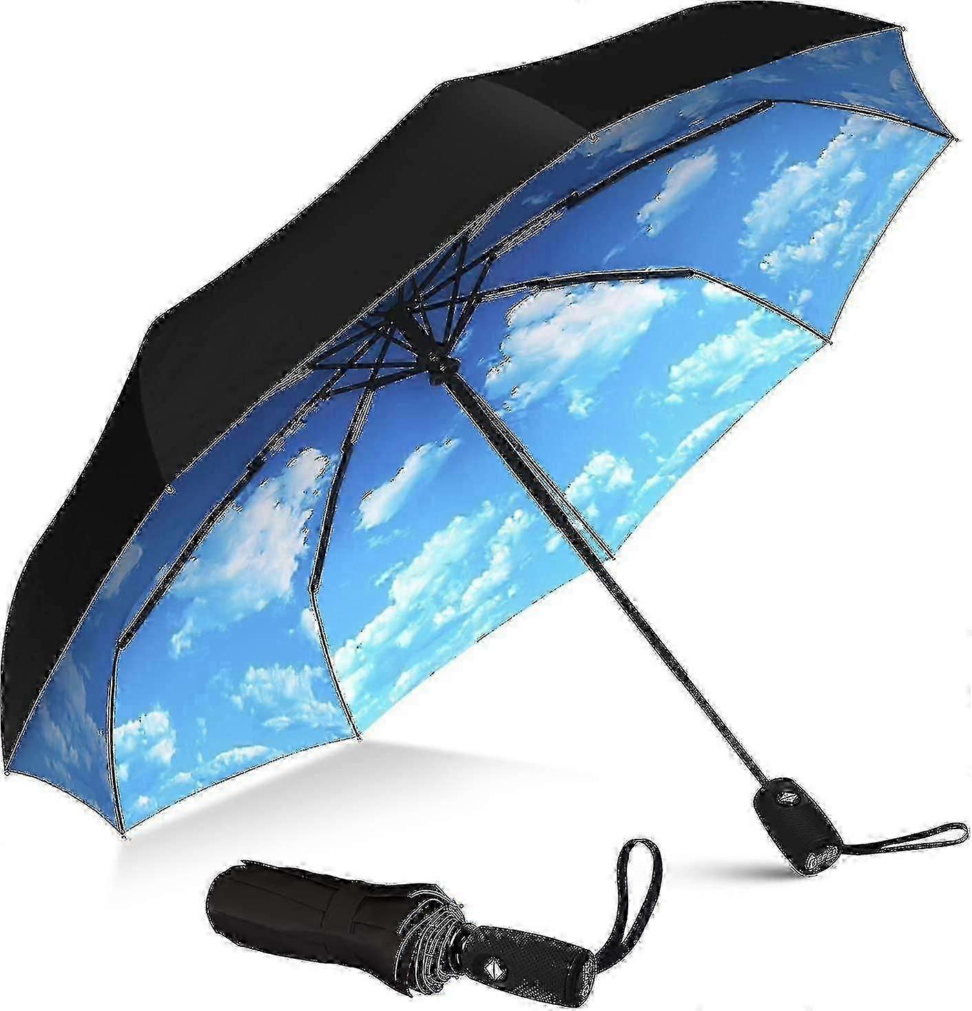 Umbrella Windproof Travel Umbrella - Compact, Light, Automatic, Strong And Portable - Wind Resistant, Small Folding Backpack Umbrella For Rain - Men A