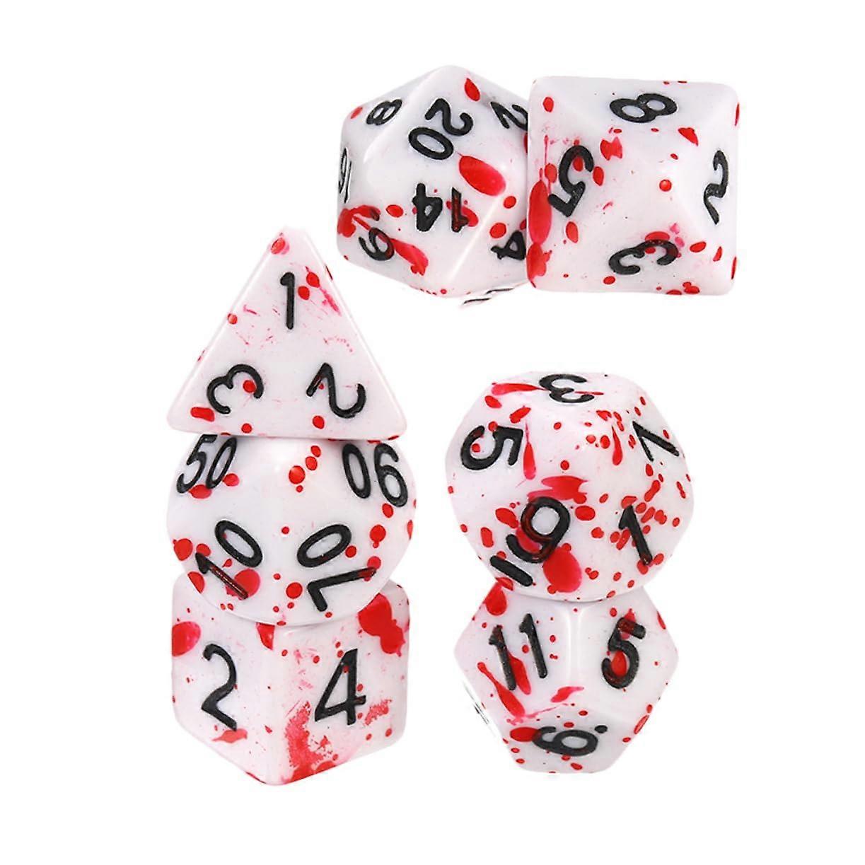 7pcs Blood Dice Acrylic Halloween Party Props for Games and Pranks, Festive Table Decorations, Red Cube Set