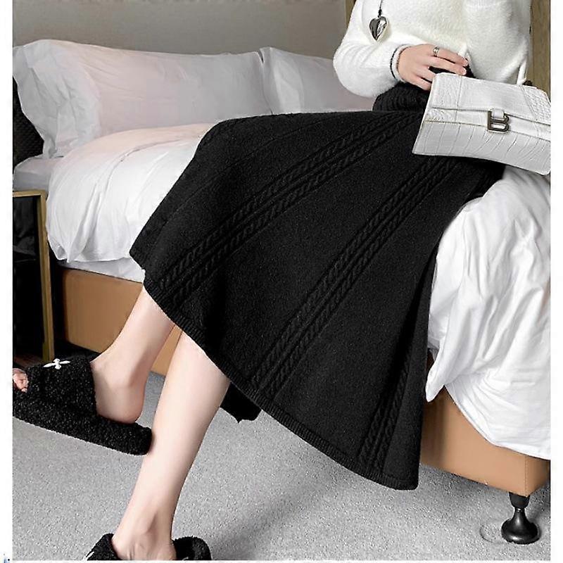 Women's Autumn and Winter Twisted Knitted Woolen Half-body Skirt