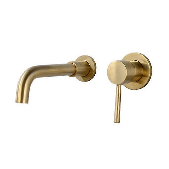 Wallmounted bathroom sink faucet, sink faucet with 360degree swivel spout, concealed sink faucet, white (Color: Brushed Gold)
