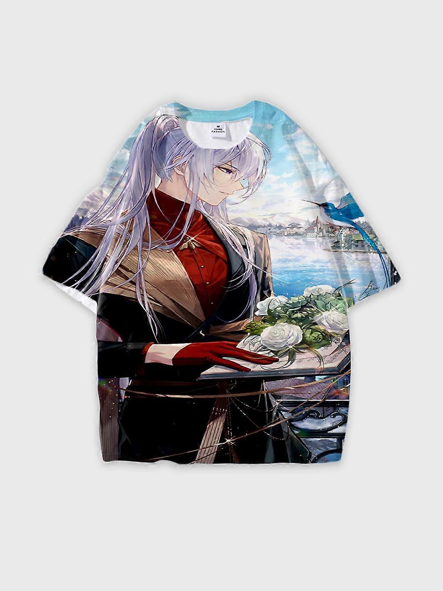 T-shirt round neck Animation Character Pattern loose short sleeve E2617