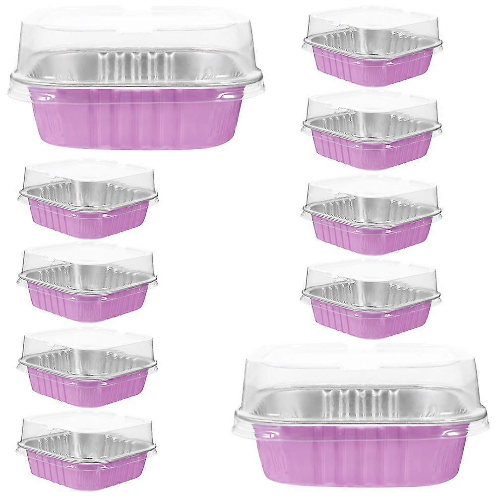 50 Pcs Rosy Aluminum Foil Cupcake Holders with Lid for Home Use Perfect for Baking Desserts