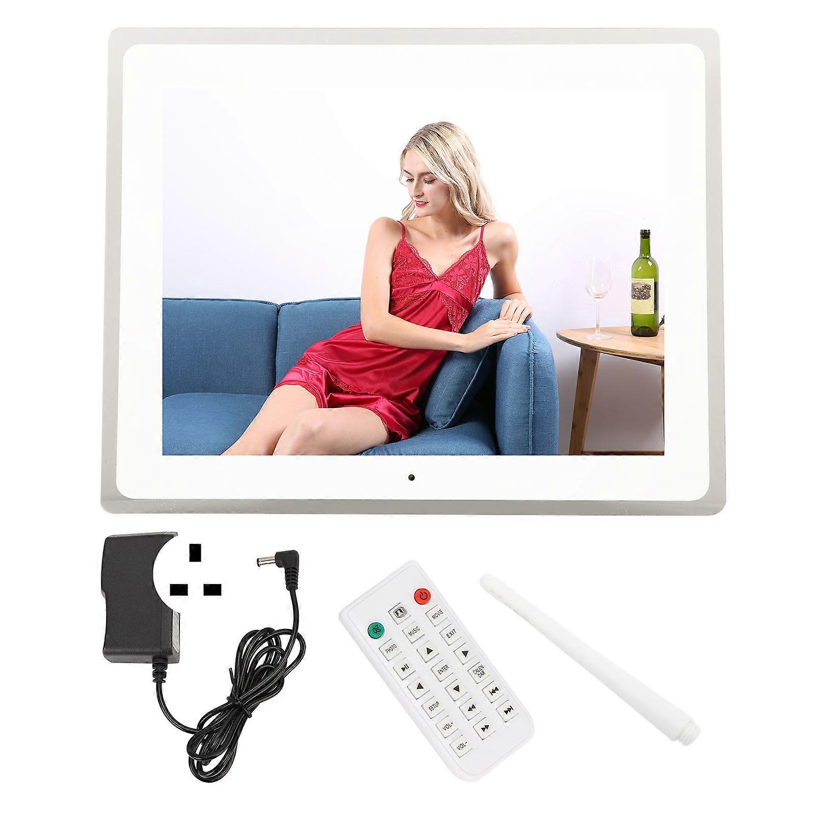 Digital Photo Frame 12in 1080P Picture Video Display Frame LED Remote Control 100‑240V for Home UK Plug