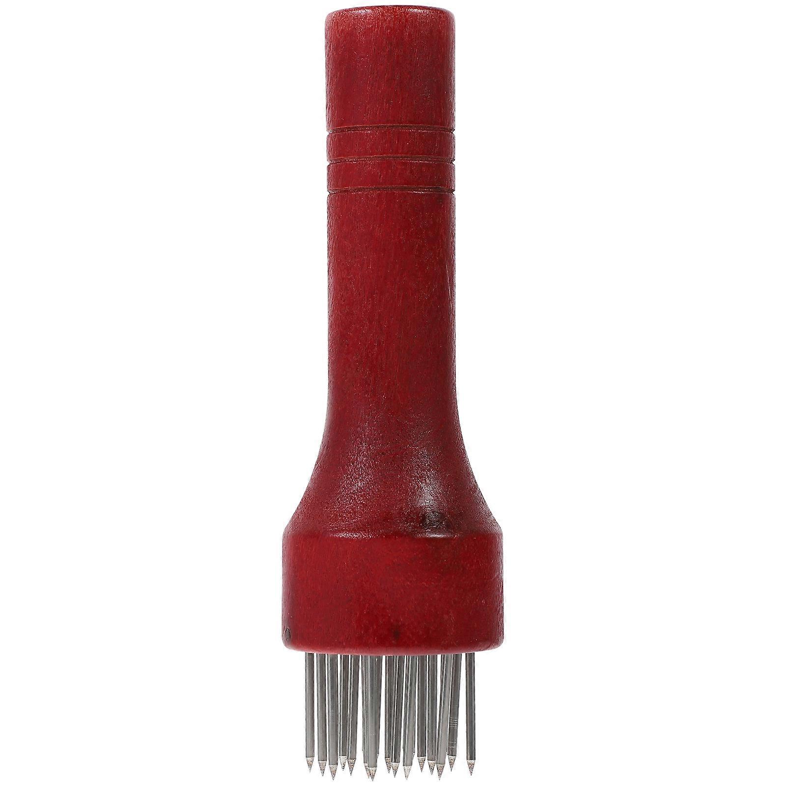 Meat Tenderizer Tool with Needles Pork & Beef Needle Pricker for Tenderizing Wooden Handle Rolling Hammer for Meat Preparation