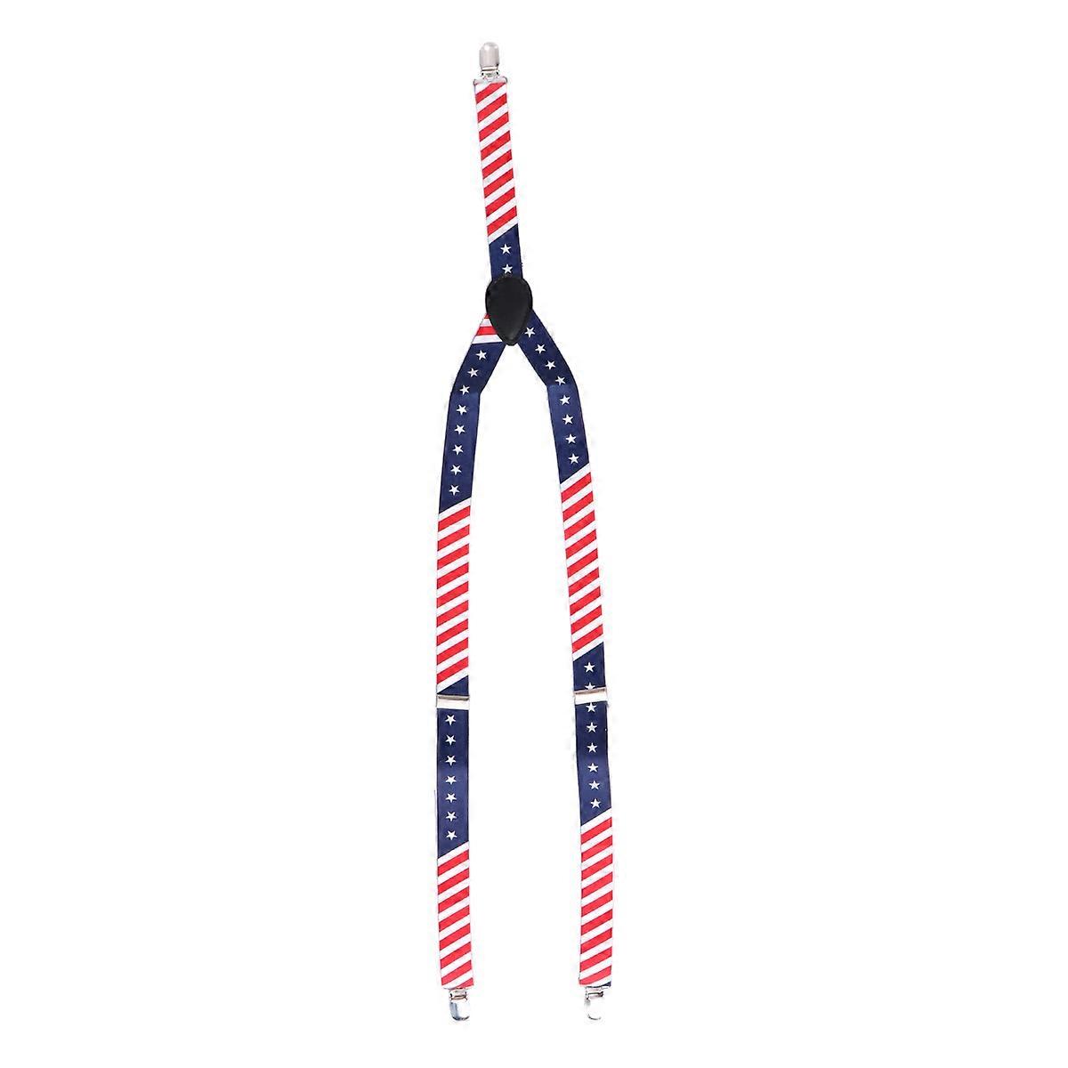 Elastic Clip-on Braces for Men's Trousers with American Flag Design Comfortable for Field Use 30.65X0.98X0.20in 1Pcs