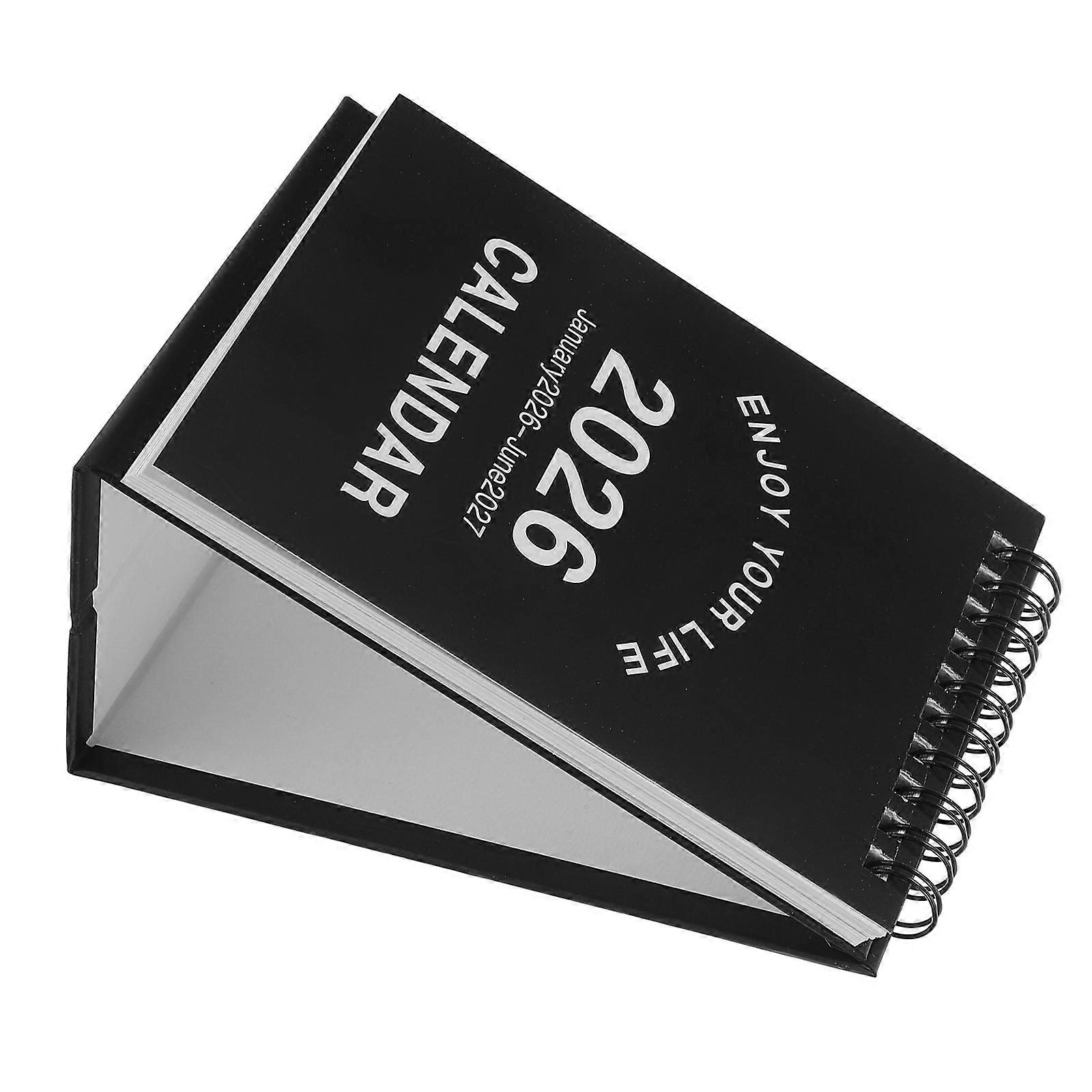 Mini 2026 2027 Standing Flip Desk Calendar – Compact Monthly Table Tent Calendar for Home or Office Use – Black