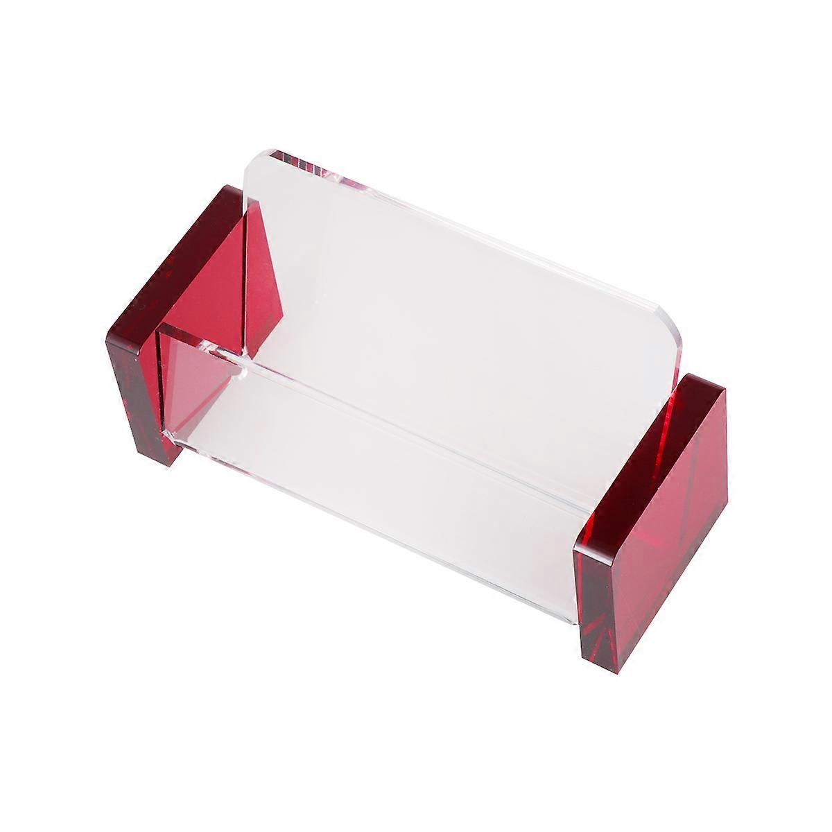 Red Plastic Business Card Holder for Office Use and Sleek Design Fits Dozens of Cards
