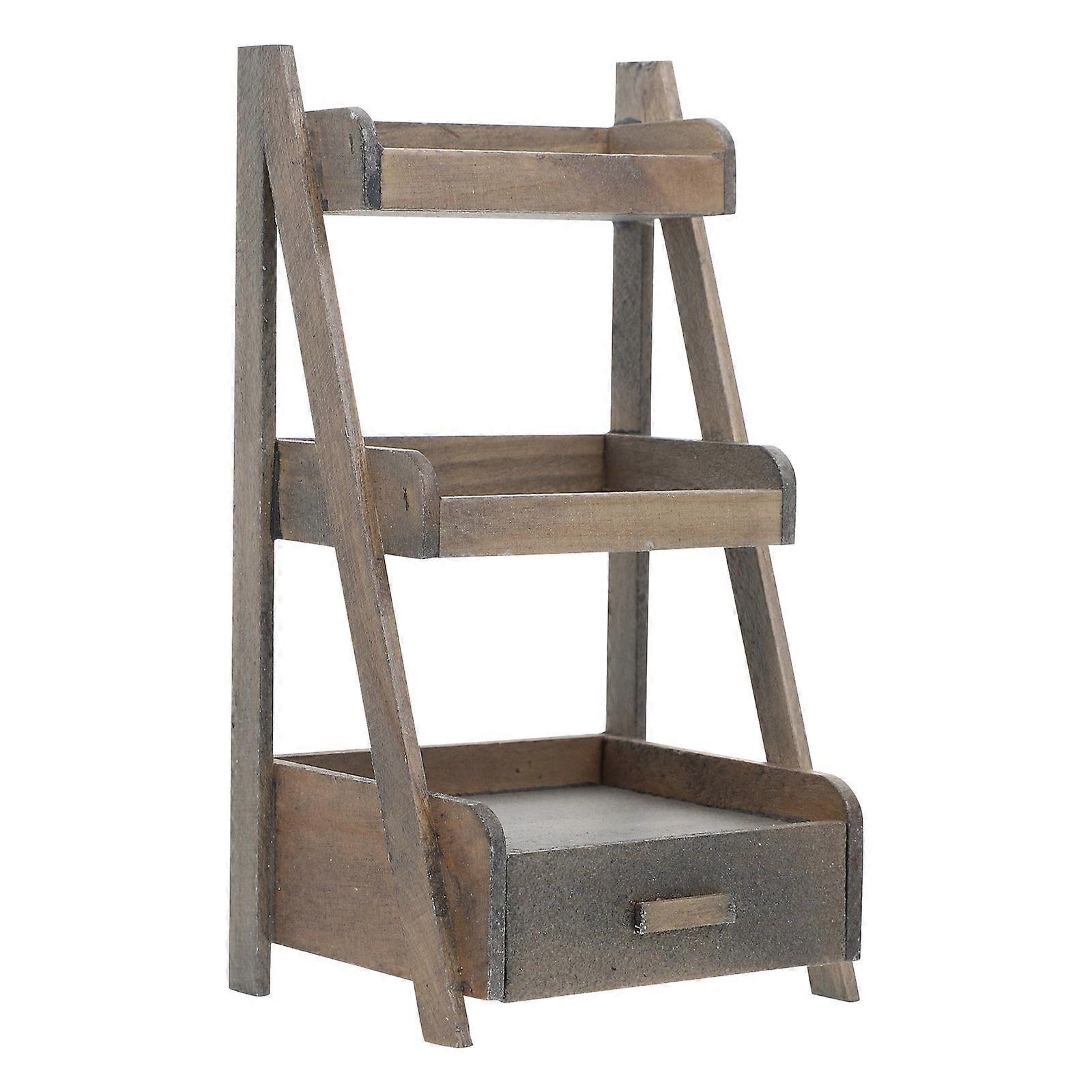 Brown Plastic Mini Flower Pot Stand for Decor Creating Warm Atmosphere with Three Layer Design