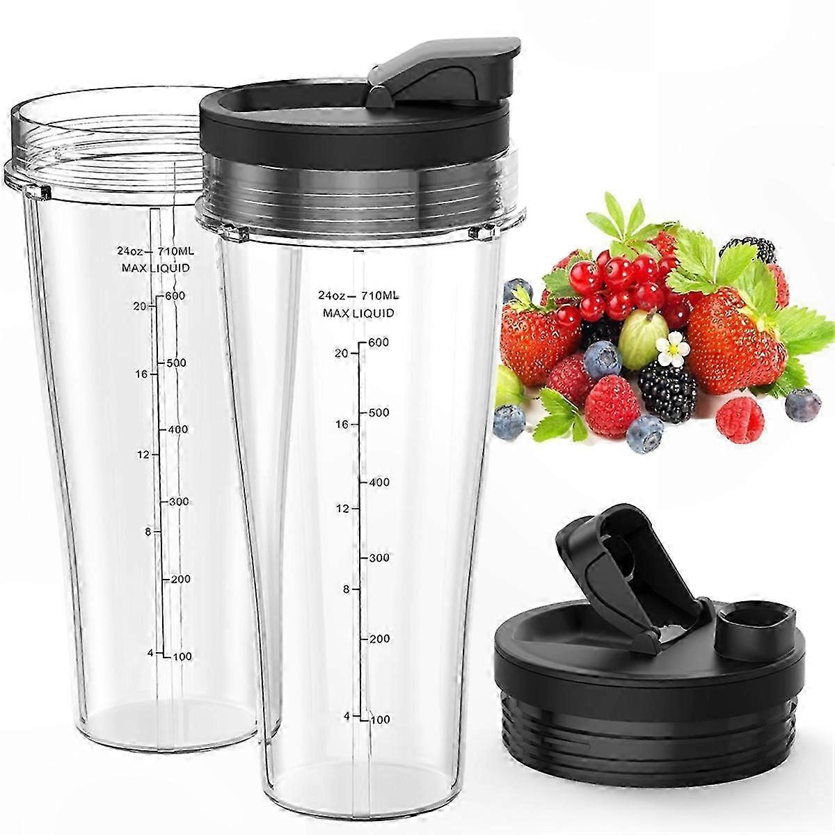 24oz Blender Cups with Lids and Blades for Nutrient Blending, Replacement Parts for Personal Blenders