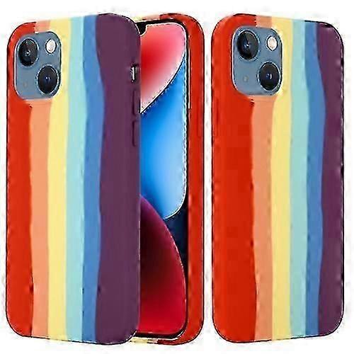 For iPhone 15 Rainbow Liquid Silicone Mobile Phone Case