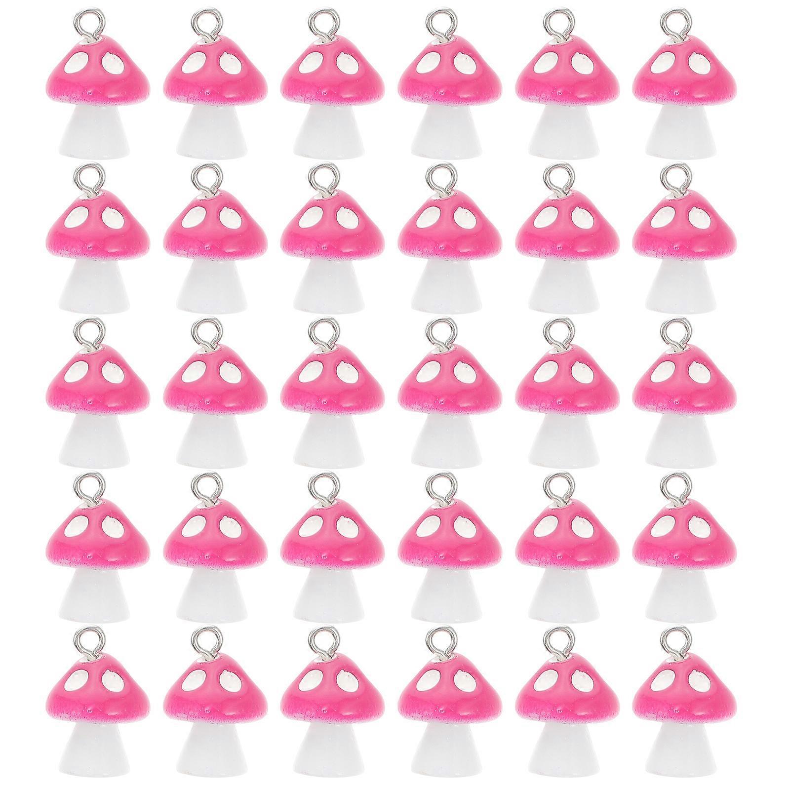 Mushroom Pendants for Jewelry Making Fashion Resin DIY Charms Set Rosy 12MM