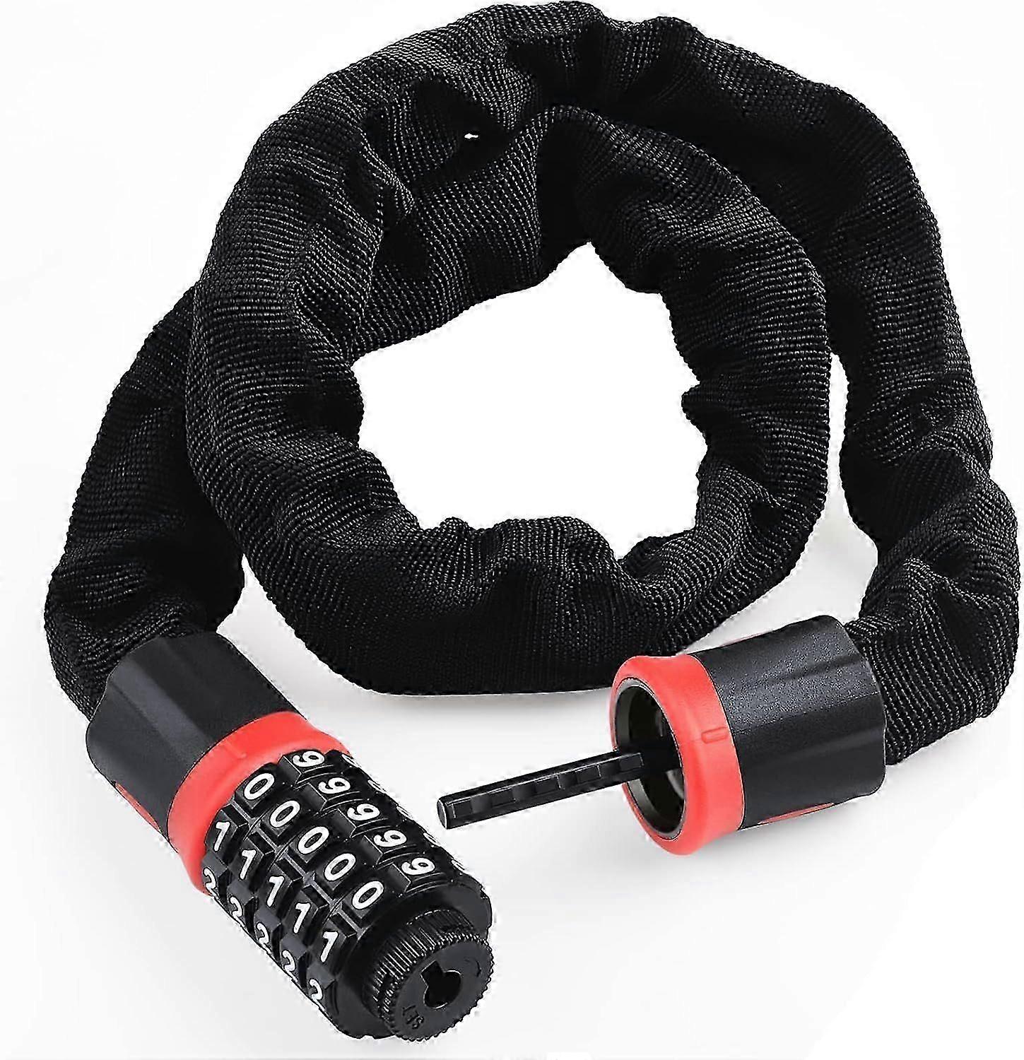 2025 Latest Model Bike Chain Lock with Code, 5 Digit Bike Lock, 5.5mm x 90cm Zinc Alloy Combination Lock, Re