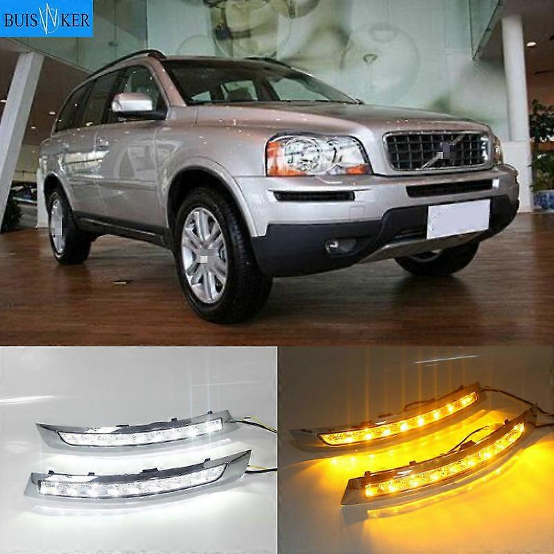 Applicable LED daytime running lights for Volvo XC90 2007 2008 2009 2010 2011 2012 2013 DRL with yellow turn singal fog lamp