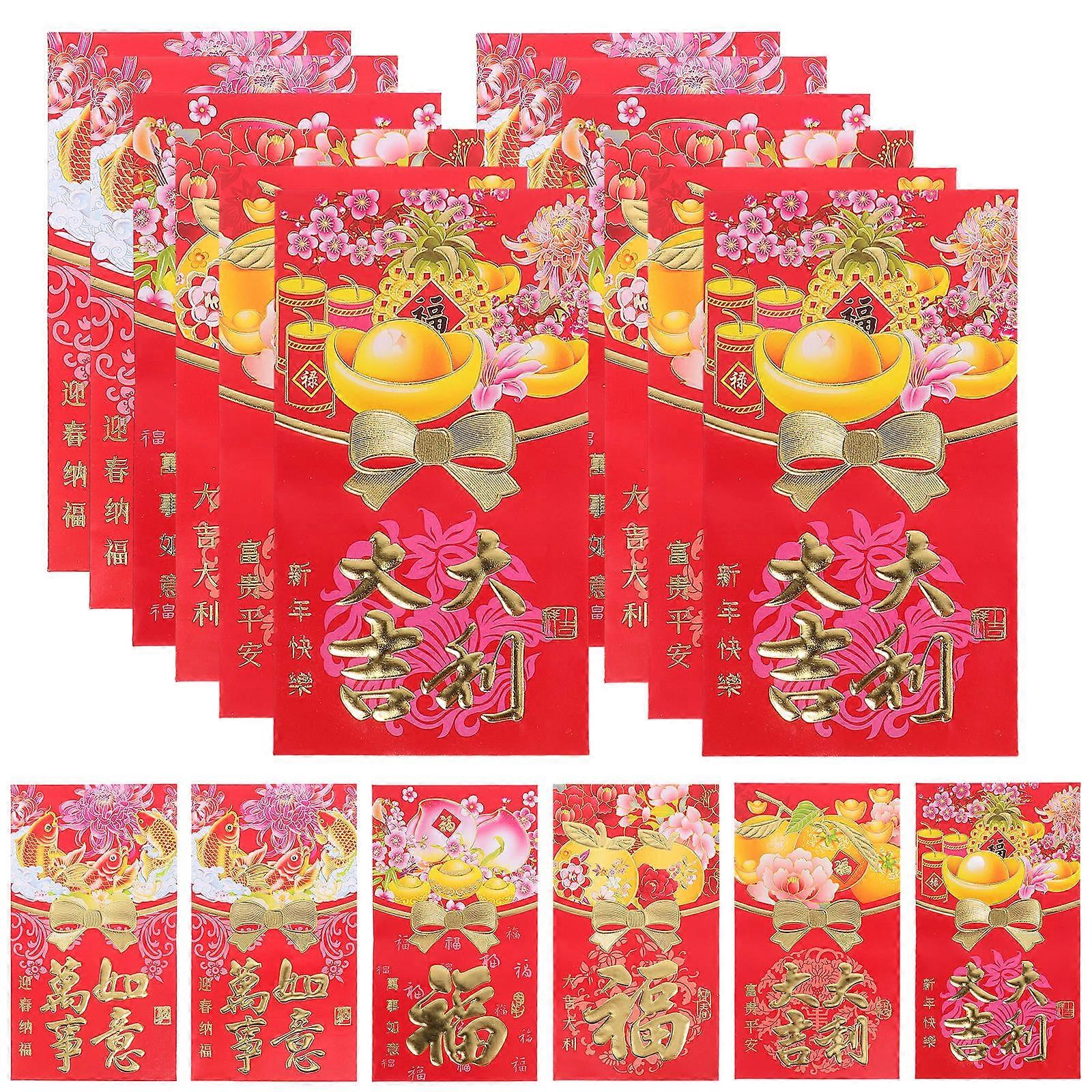 Lucky Money Envelopes 60Pcs Red Paper for Packing Use with Cartoon Design