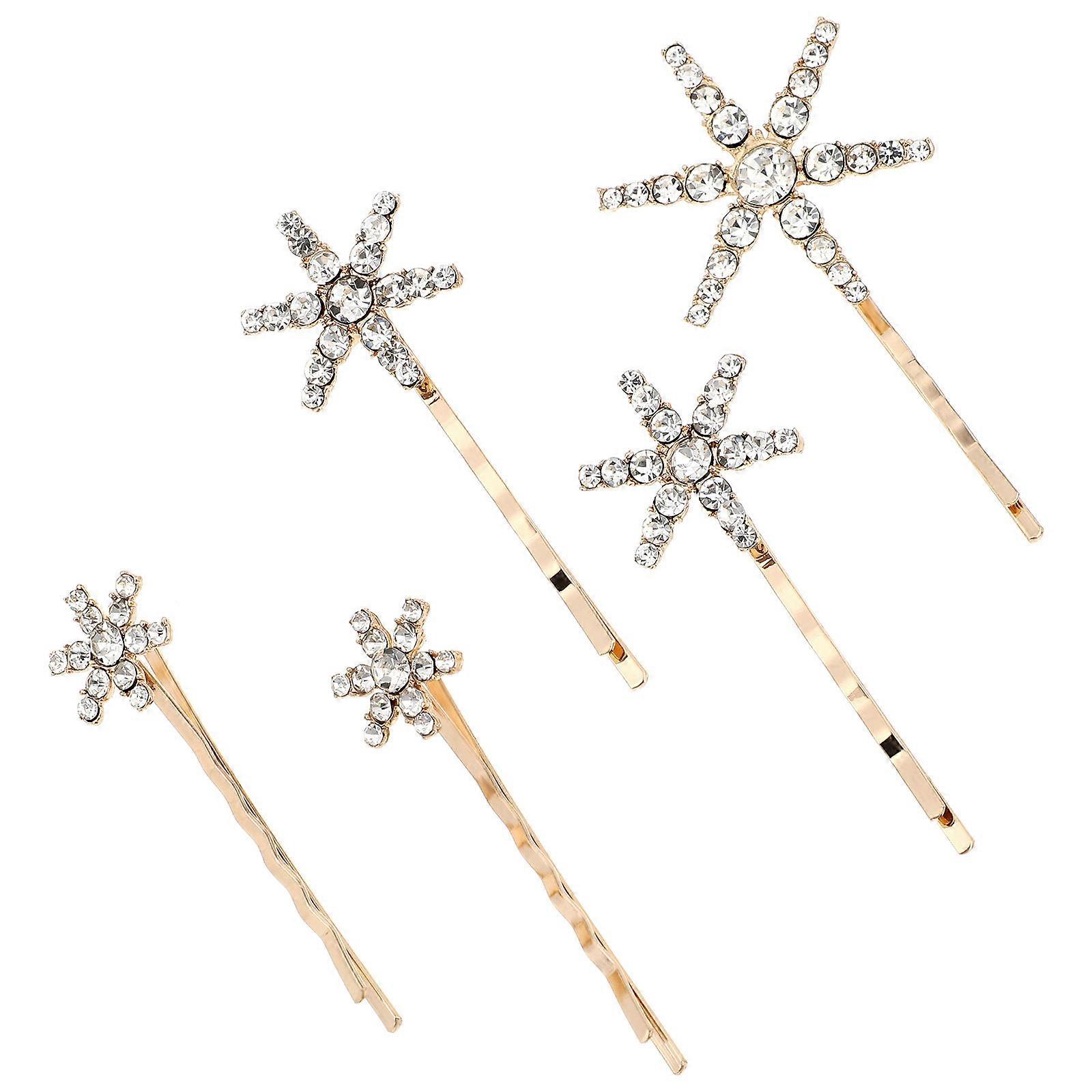 5 יחידות ריינסטון צד קליפים סגסוגת שיער Barrettes אביזרים לנשים מסיבת