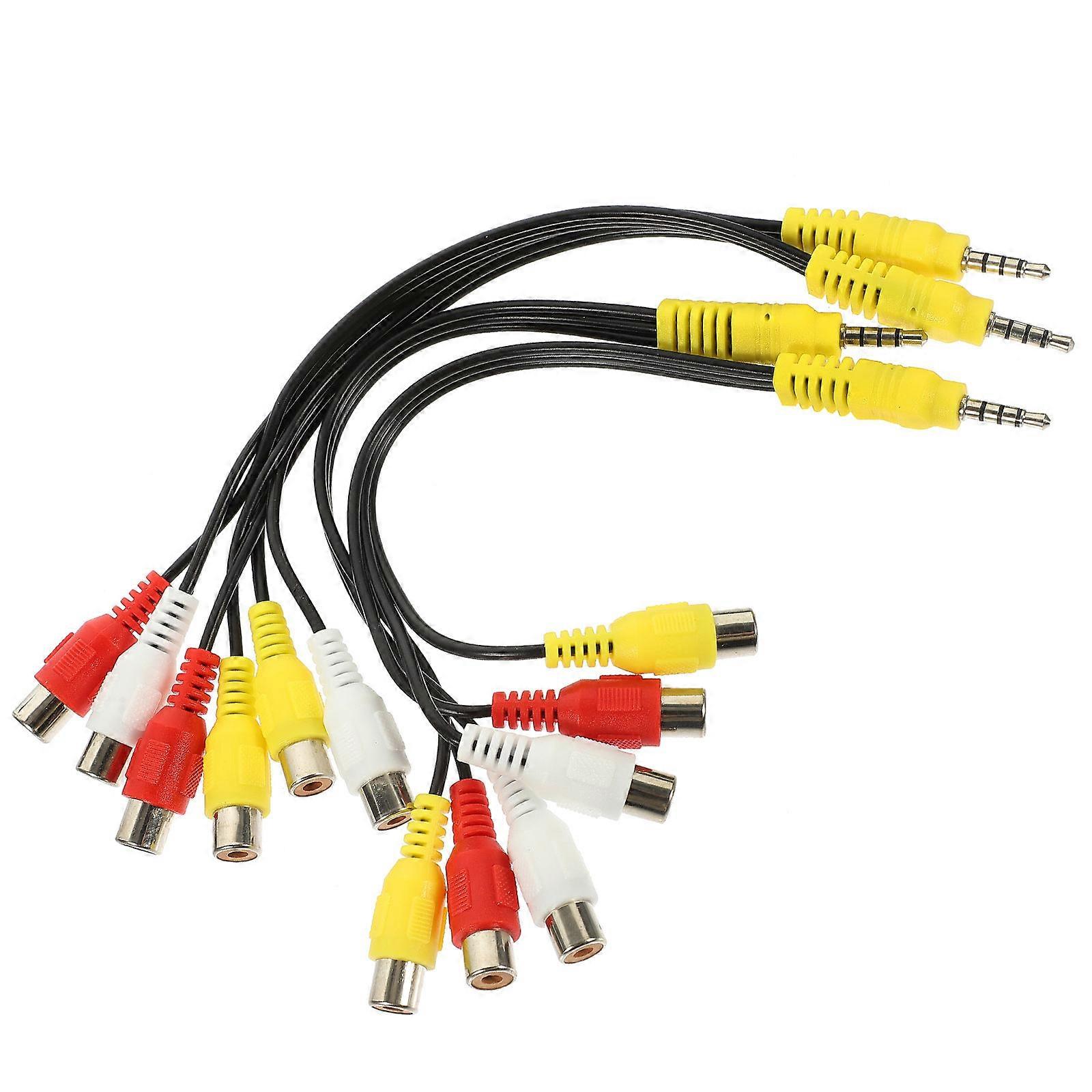 Av Transfer Cable 4Pcs Audio Splitter 3-Way Extension Adapter