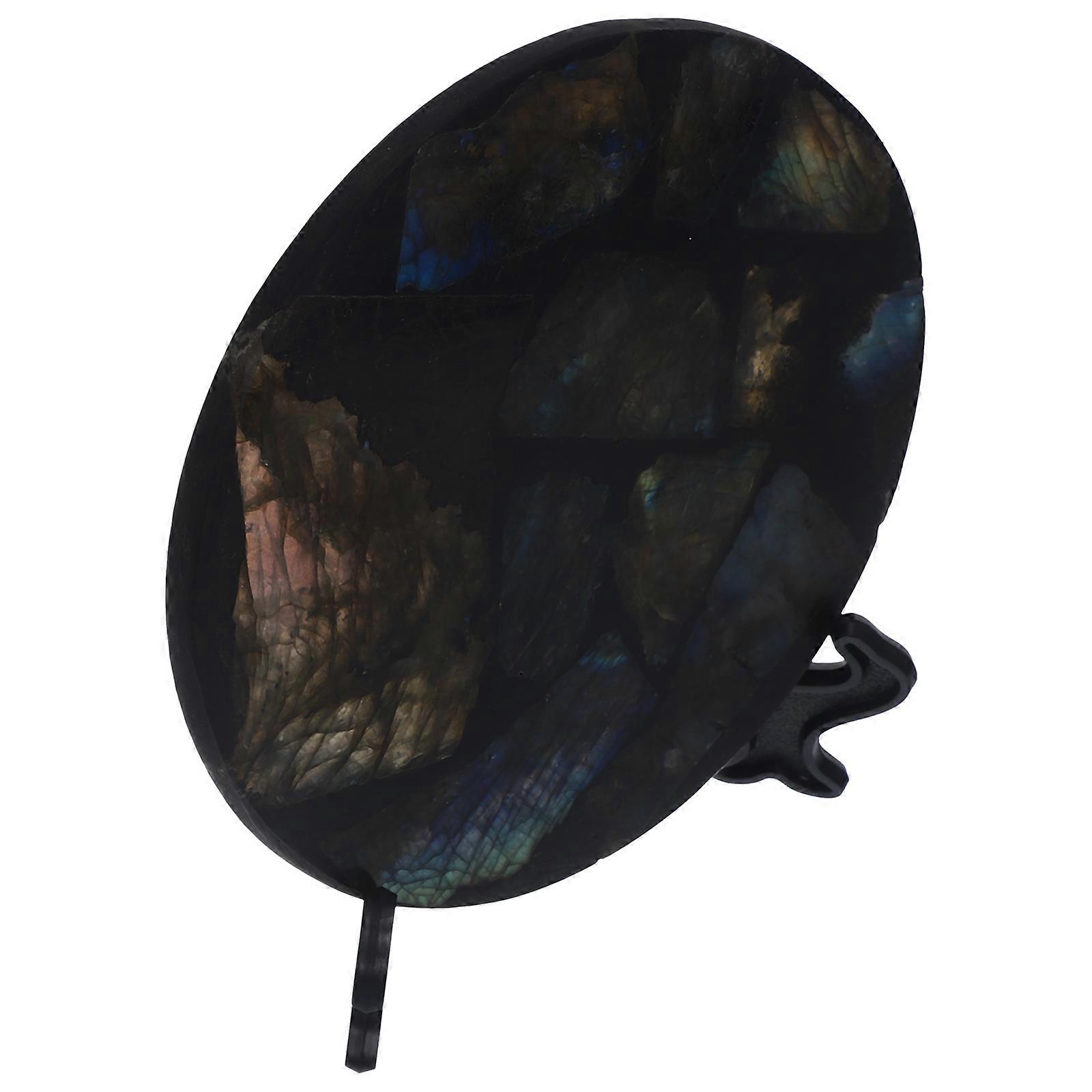 家庭とオフィスの装飾のためのコンパクトなラブラドライトサークルストーンオーナメント1セット