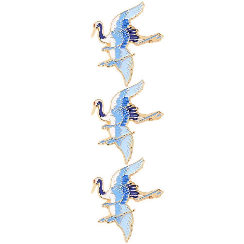 Elegant Crane Shaped Brooches for Clothing Decor Made of Alloy Multi Color 3pcs