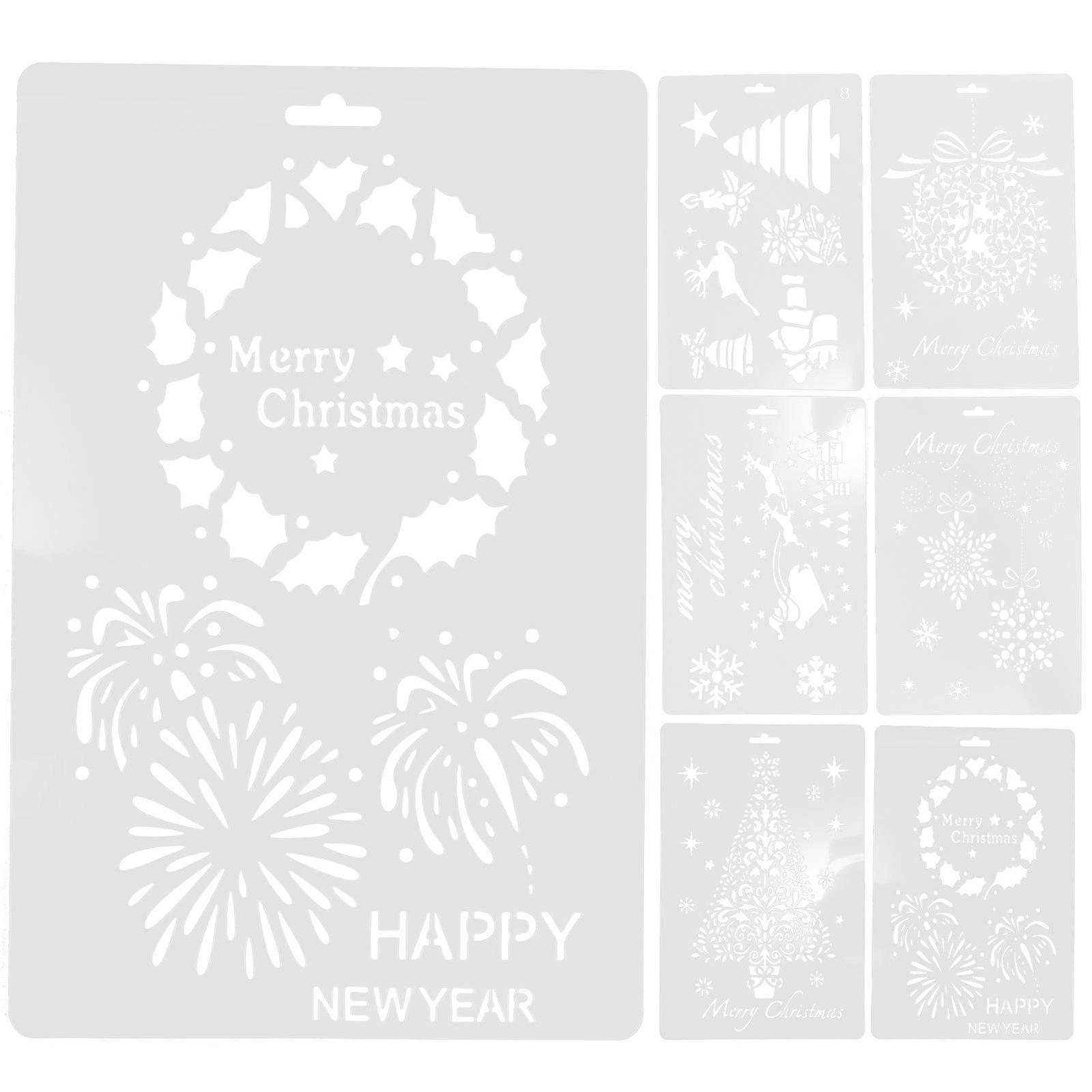 Reusable Stencils For Painting 6Pcs Christmas Themed Stencils For Home Decoration And Art Projects Rectangular Shape