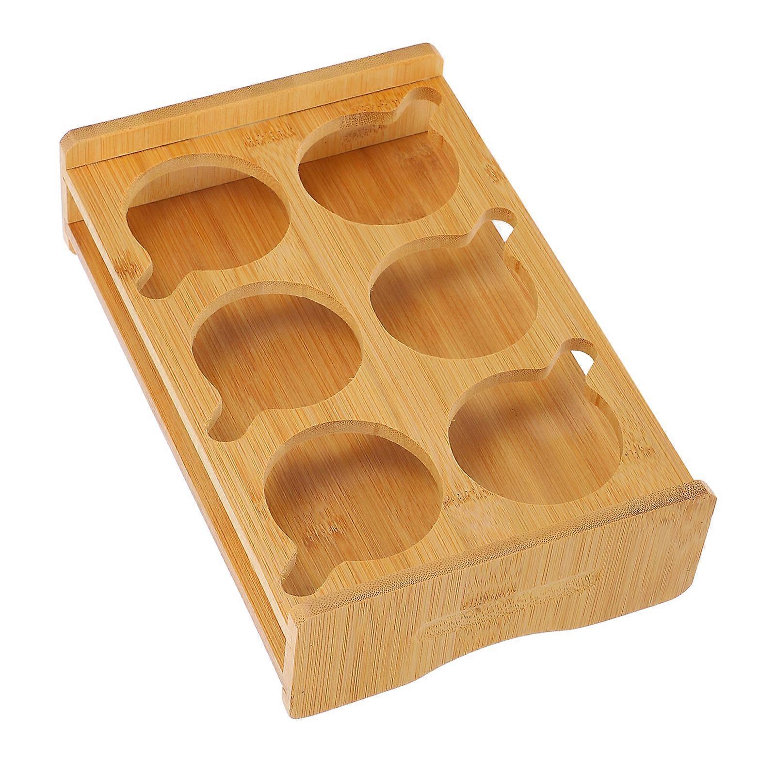 Elegant Bamboo Multi Glass Holder Tray Sturdy Countertop Organizer for Shot Glasses, Space Saving Design for Home Bar and Party Use