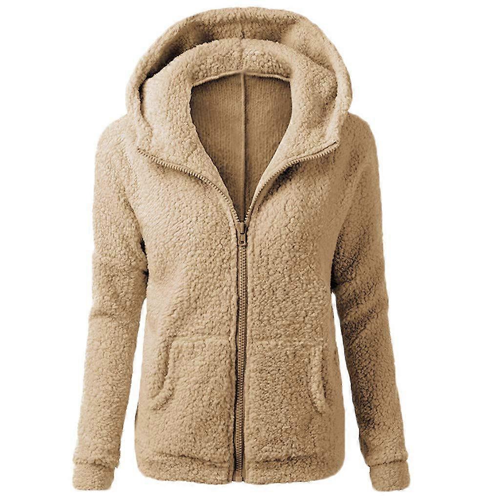 plush jacket winter coats ladies retro solid colour long sleeve